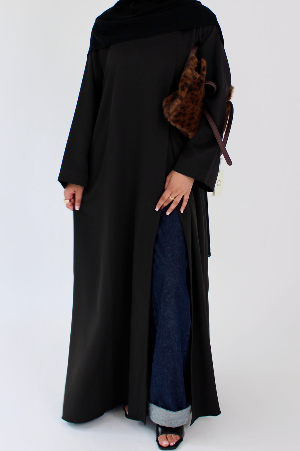 Black Draped Coat with Matching Sheila Hijab