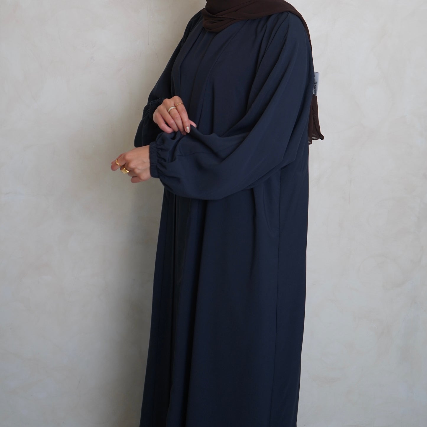 Cuffed Nubo Abaya Set Navy Grey