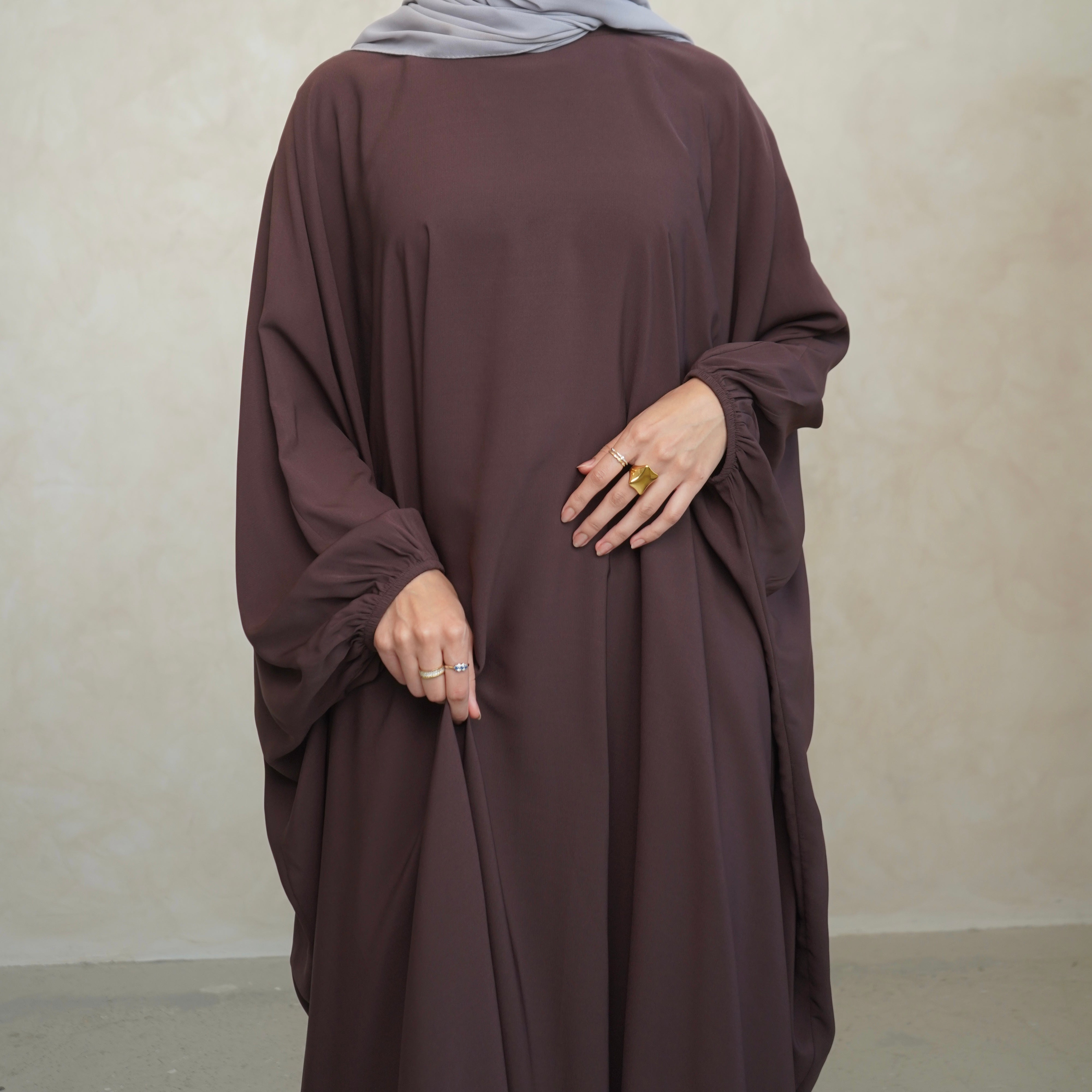 Cuffed Norah Batwing Jilbaya Choc Brown