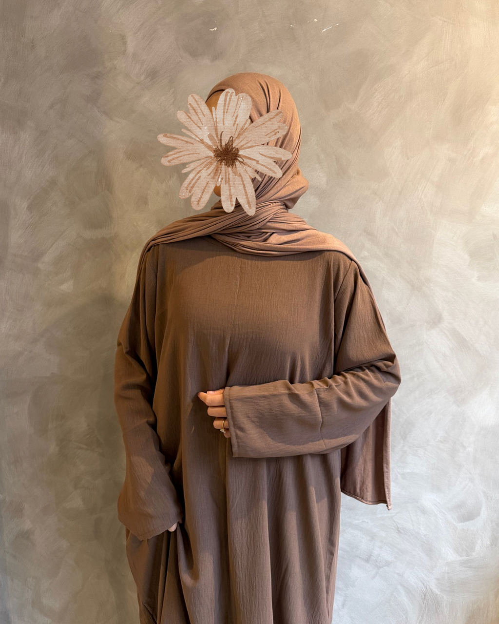 Long Sleeve Slip Dress Brown Beige