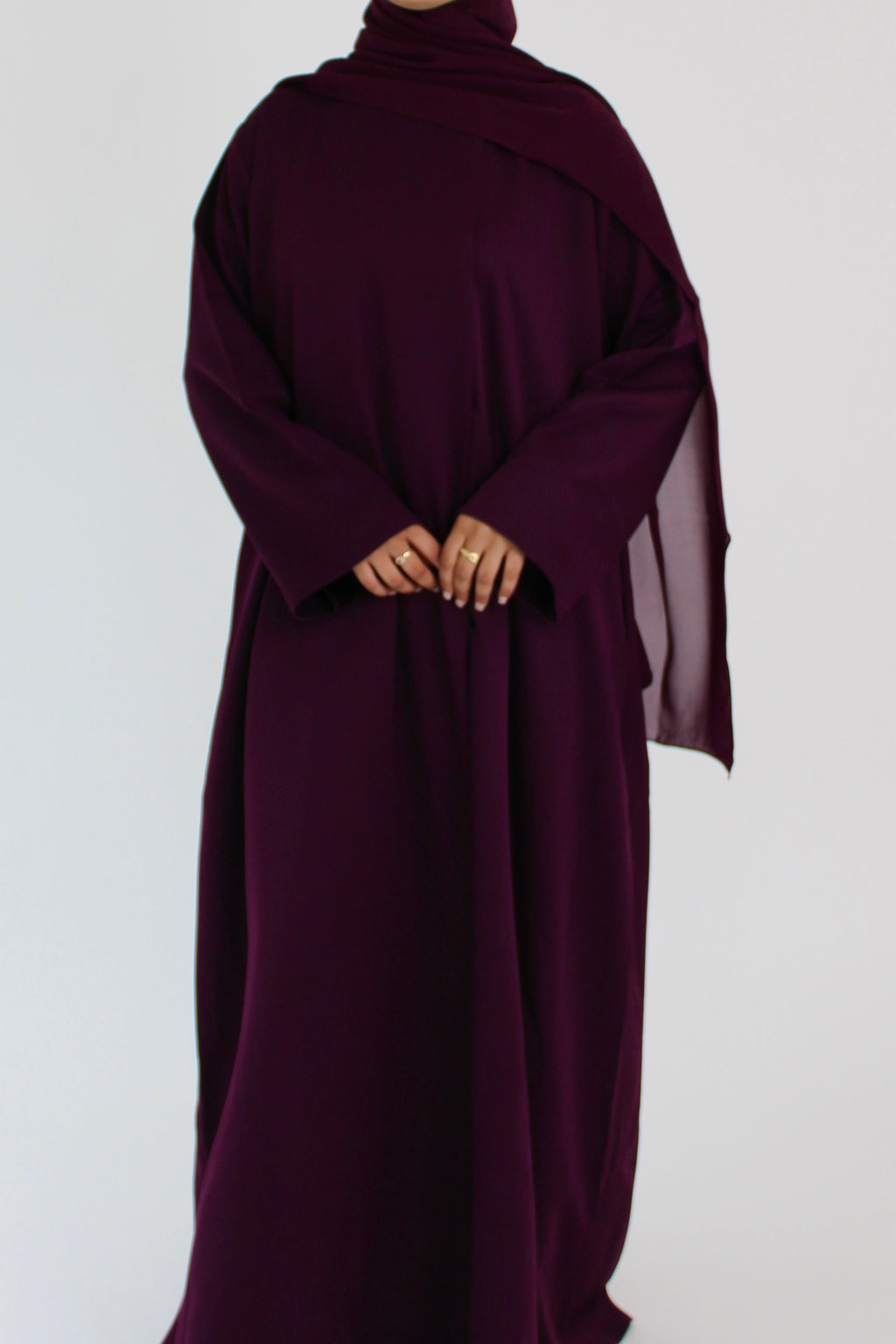 Deep Plum Draped Coat with Matching Sheila Hijab