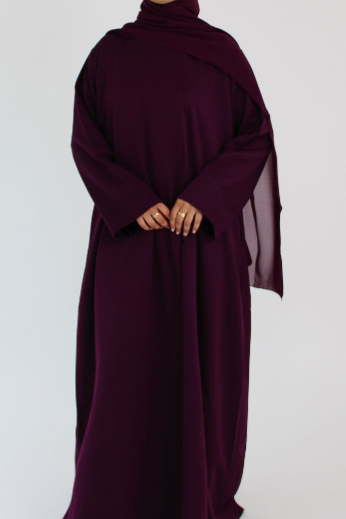 Deep Plum Draped Coat with Matching Sheila Hijab