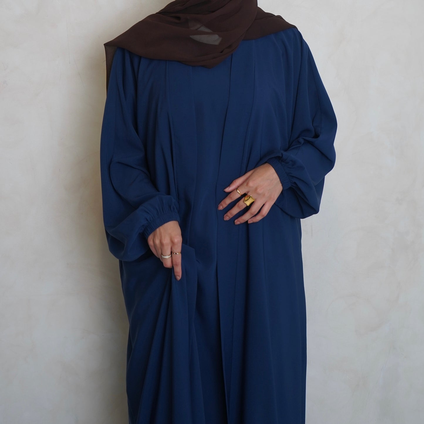 Cuffed Nubo Abaya Set Navy Blue