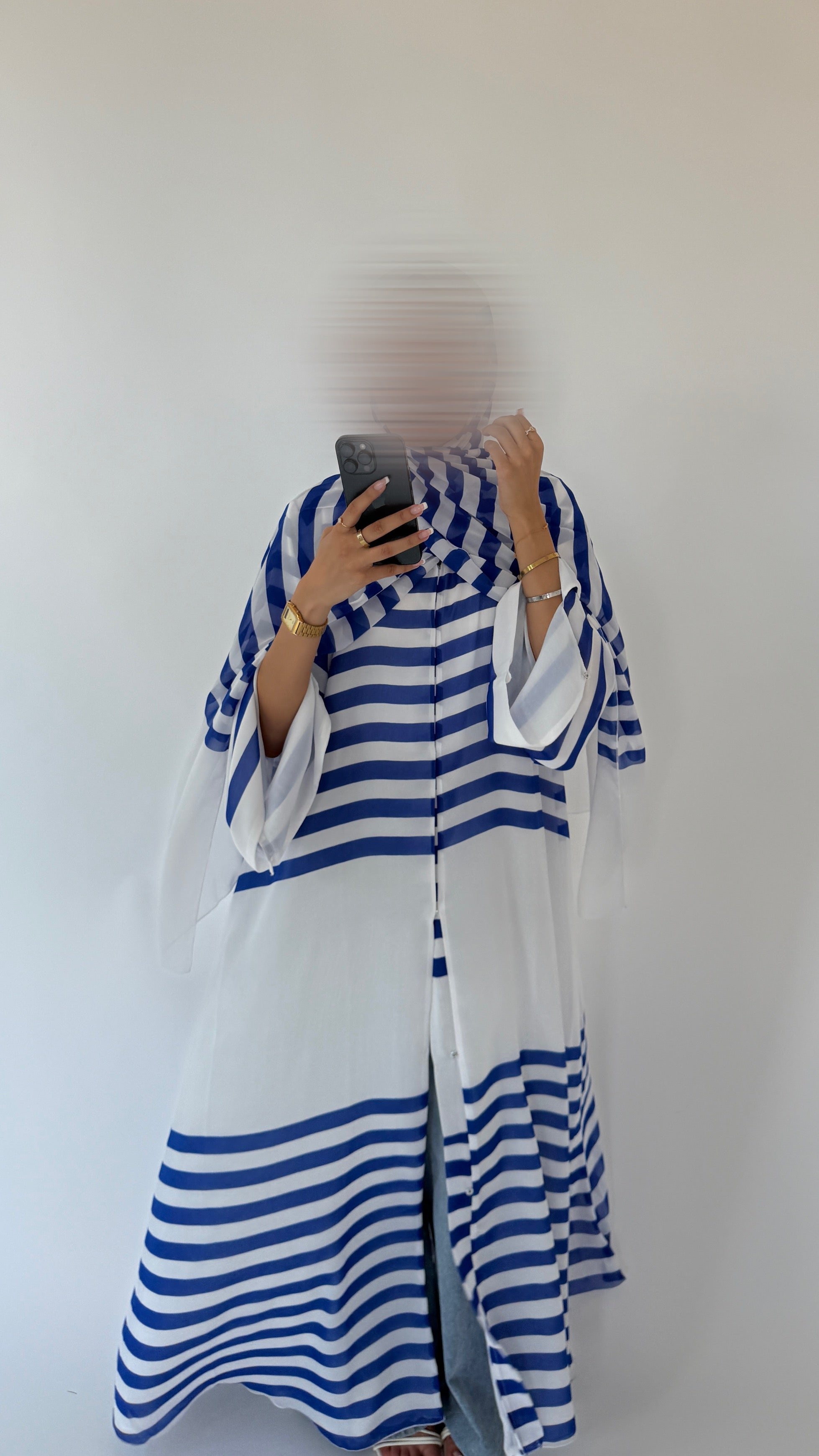 Electric Blue Stripe abaya with matching scarf