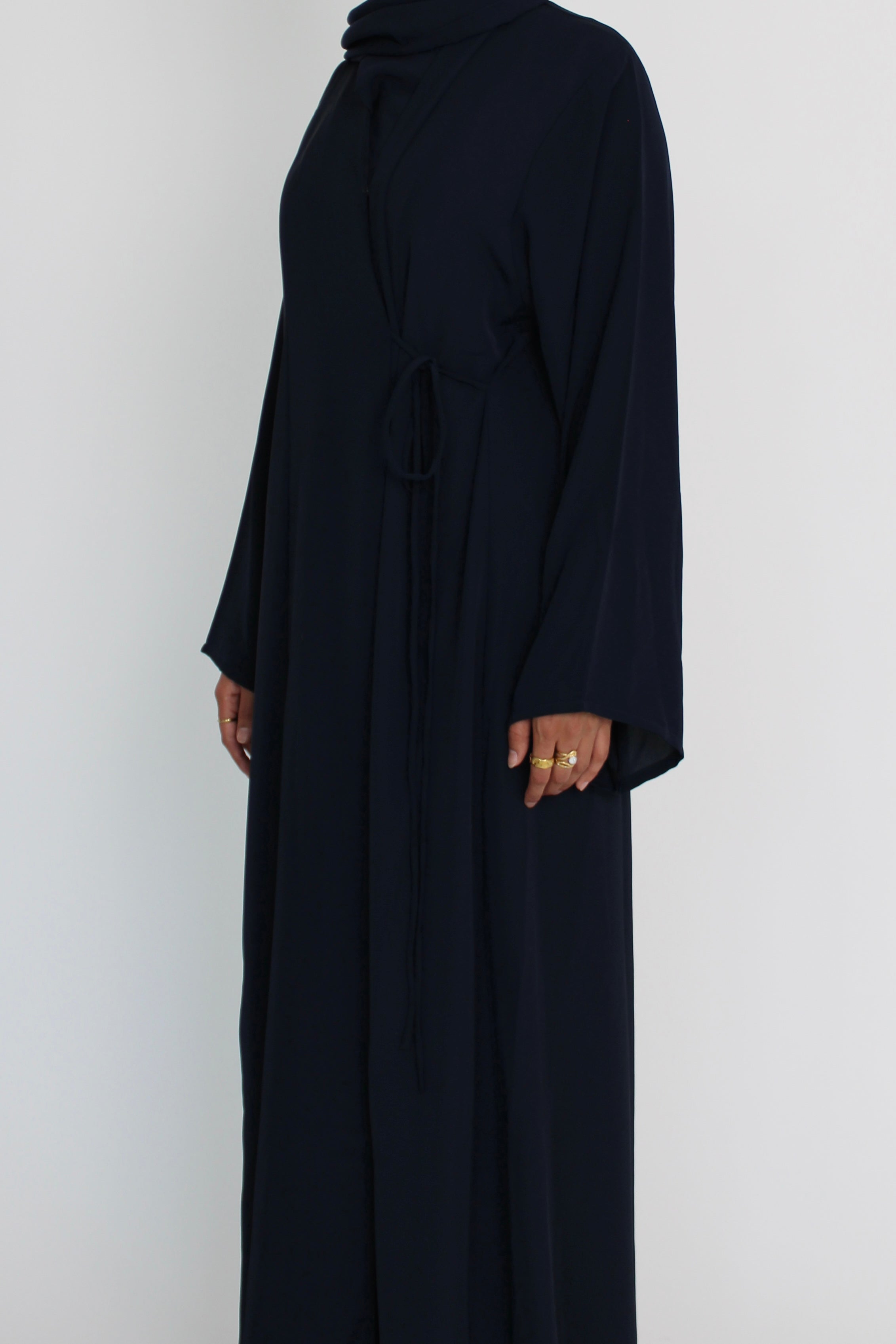 Midnight Blue Tie Abaya with Matching Sheila Scarf