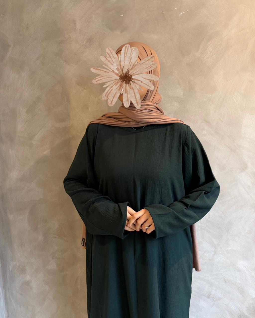 Long Sleeve Slip Dress Bottle Green