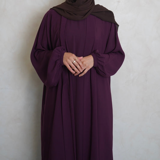 Cuffed Nubo Abaya Set Burgundy