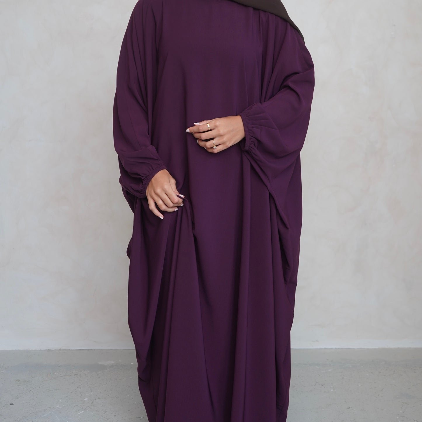 Cuffed Norah Batwing Jilbaya Burgundy