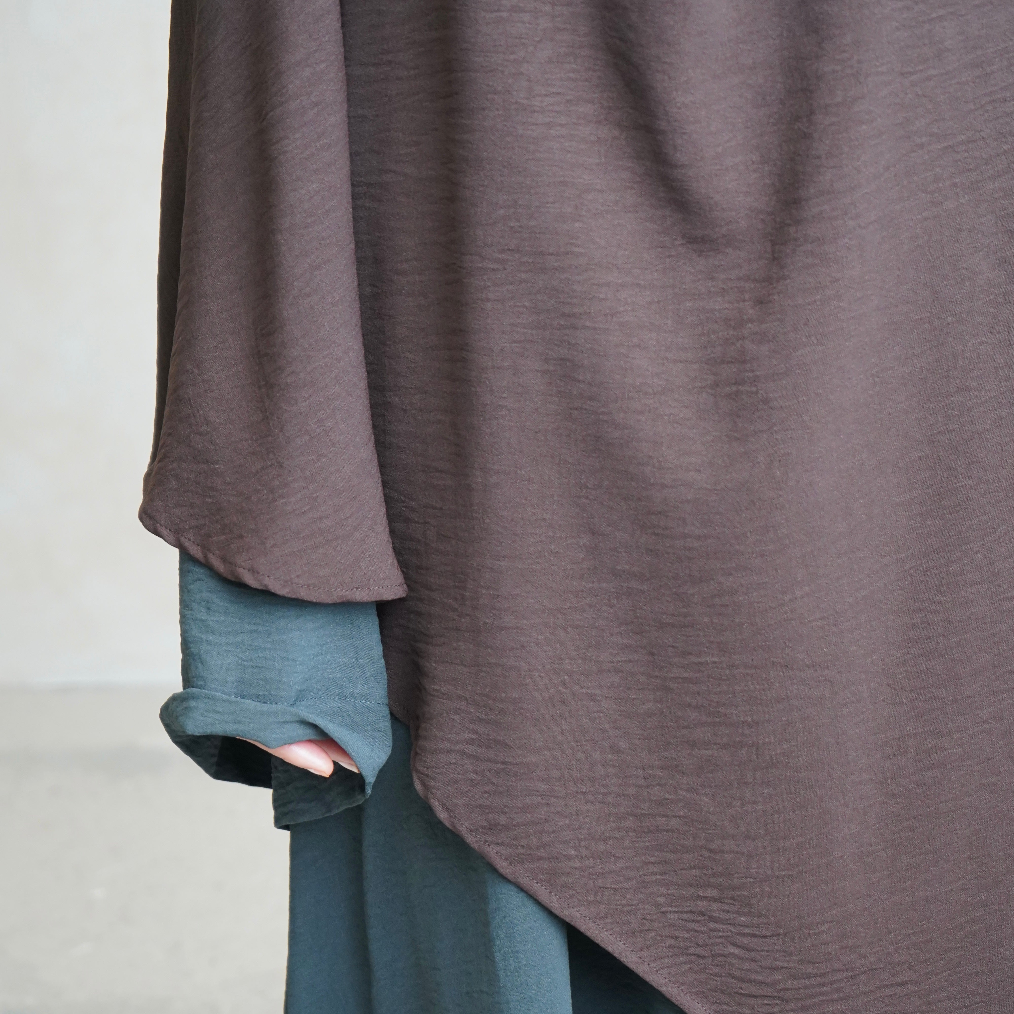 Brown Crepe Khimar with Niqab Ties