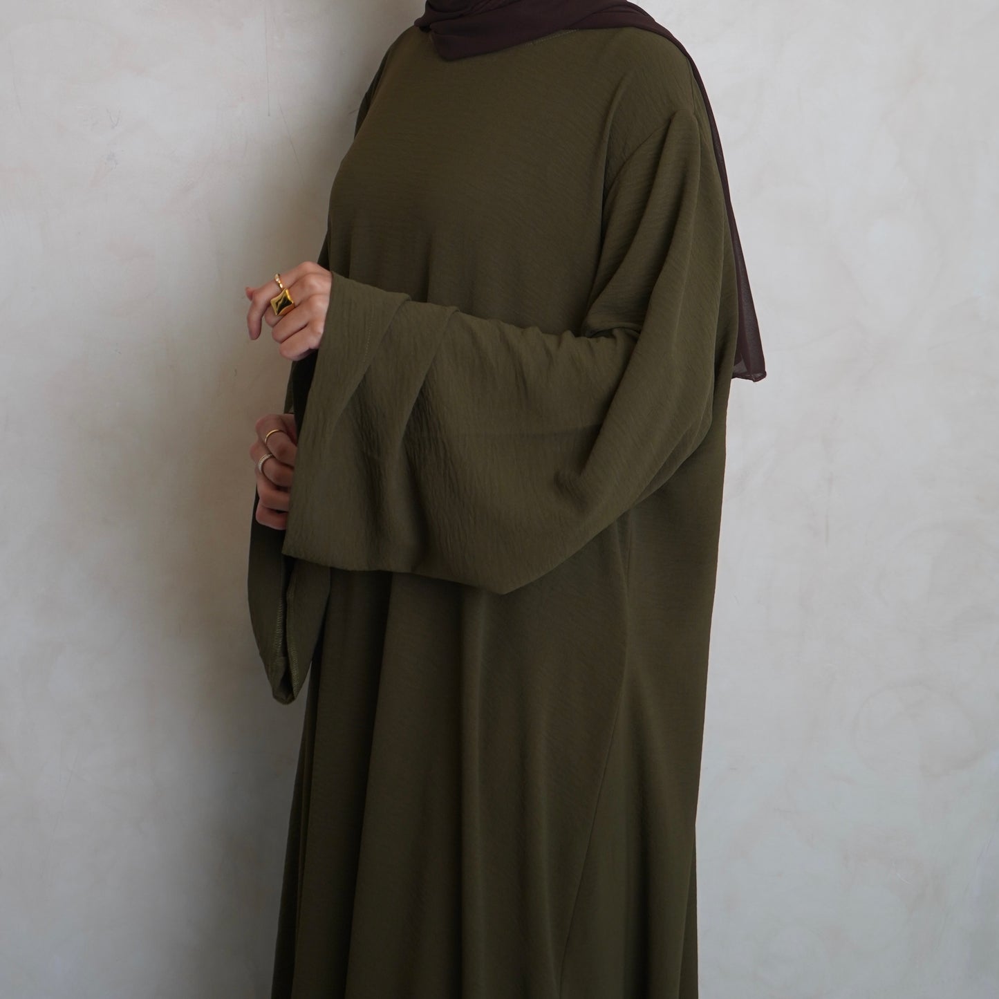 Crepe Mary Straight Abaya Olive Green