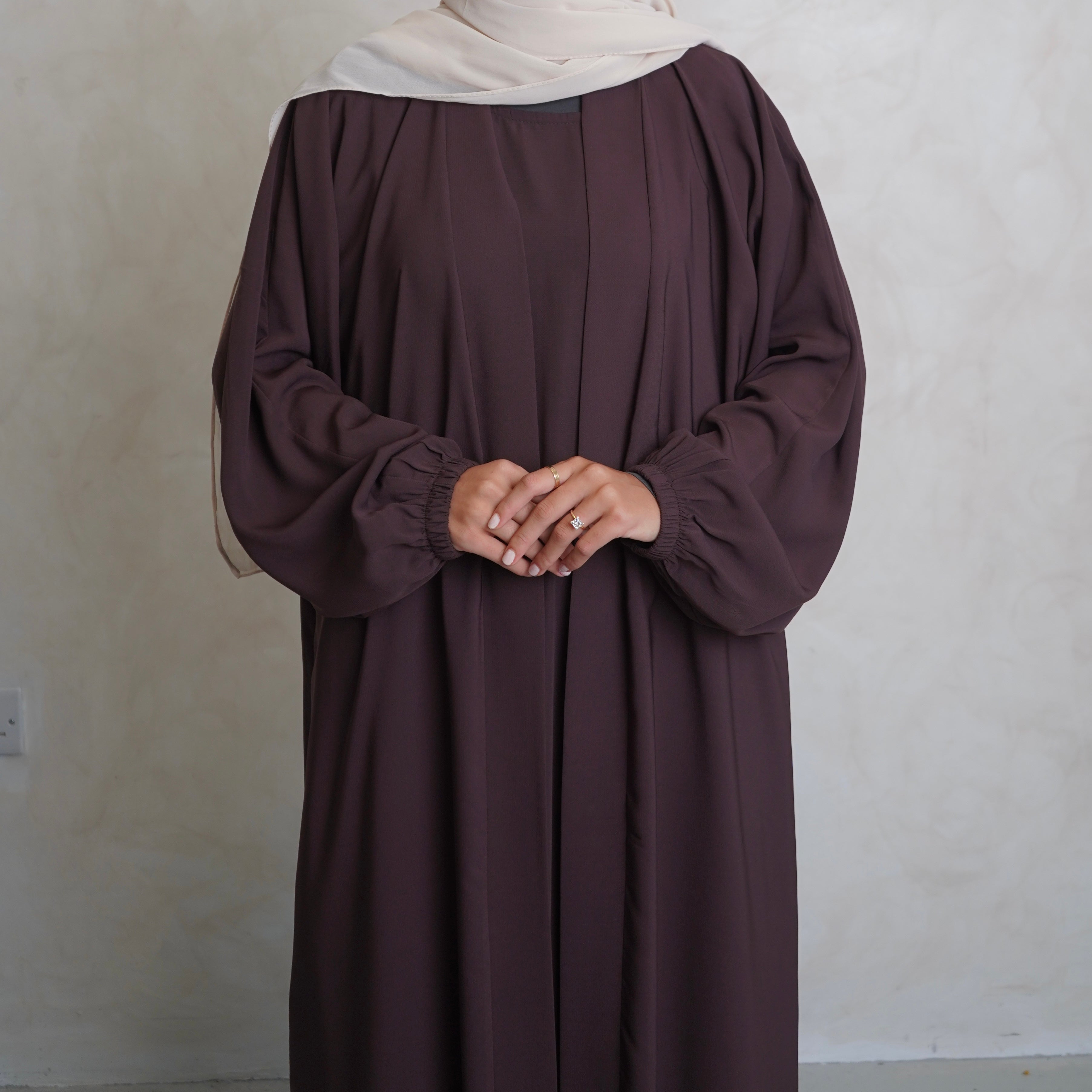 Cuffed Nubo Abaya Set Choc Brown