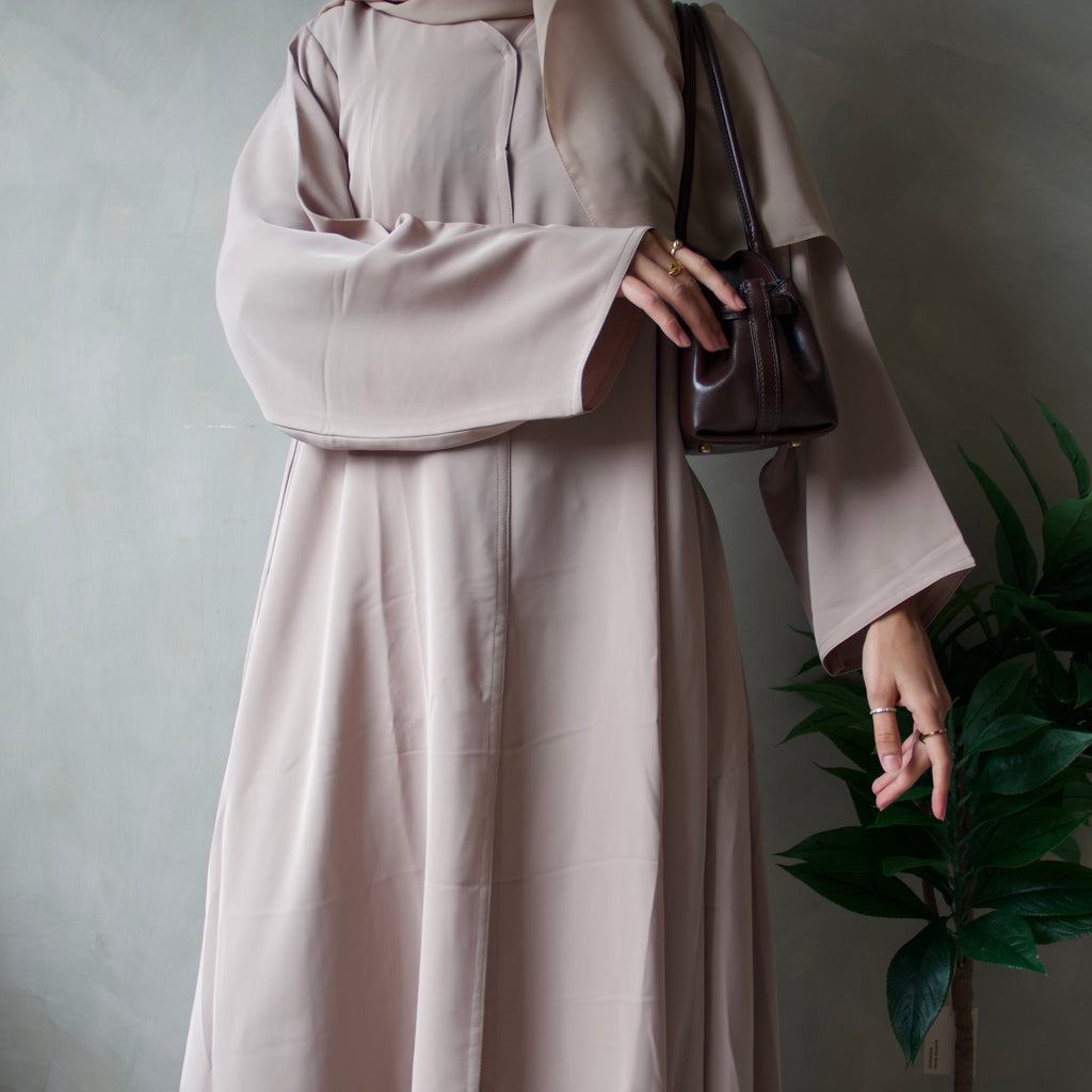 Cream abaya with sheila headscarf