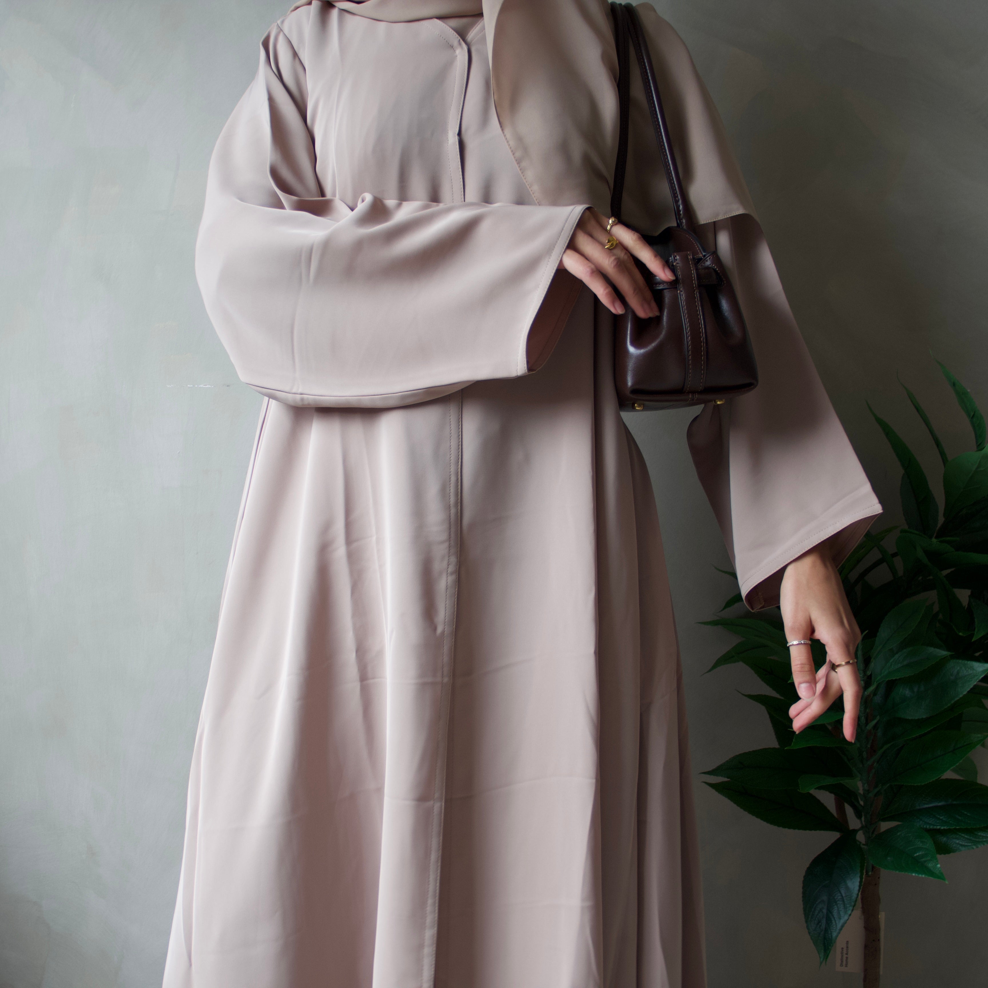 Cream abaya with sheila headscarf
