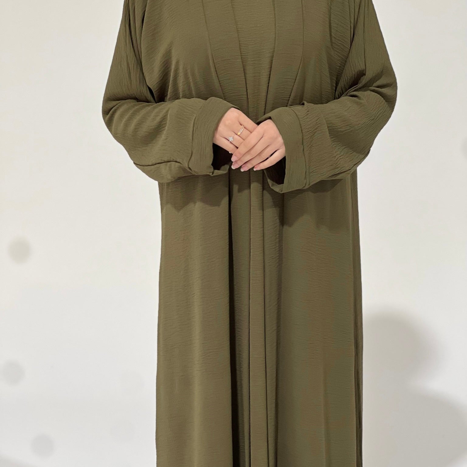 Crepe Abaya Set Olive Green