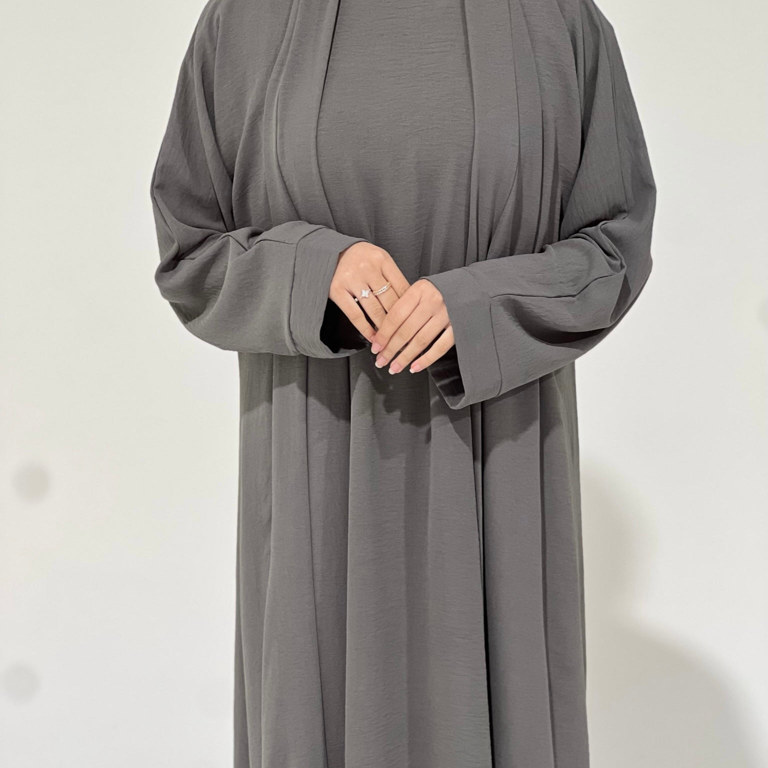 Crepe Abaya Set Light Grey