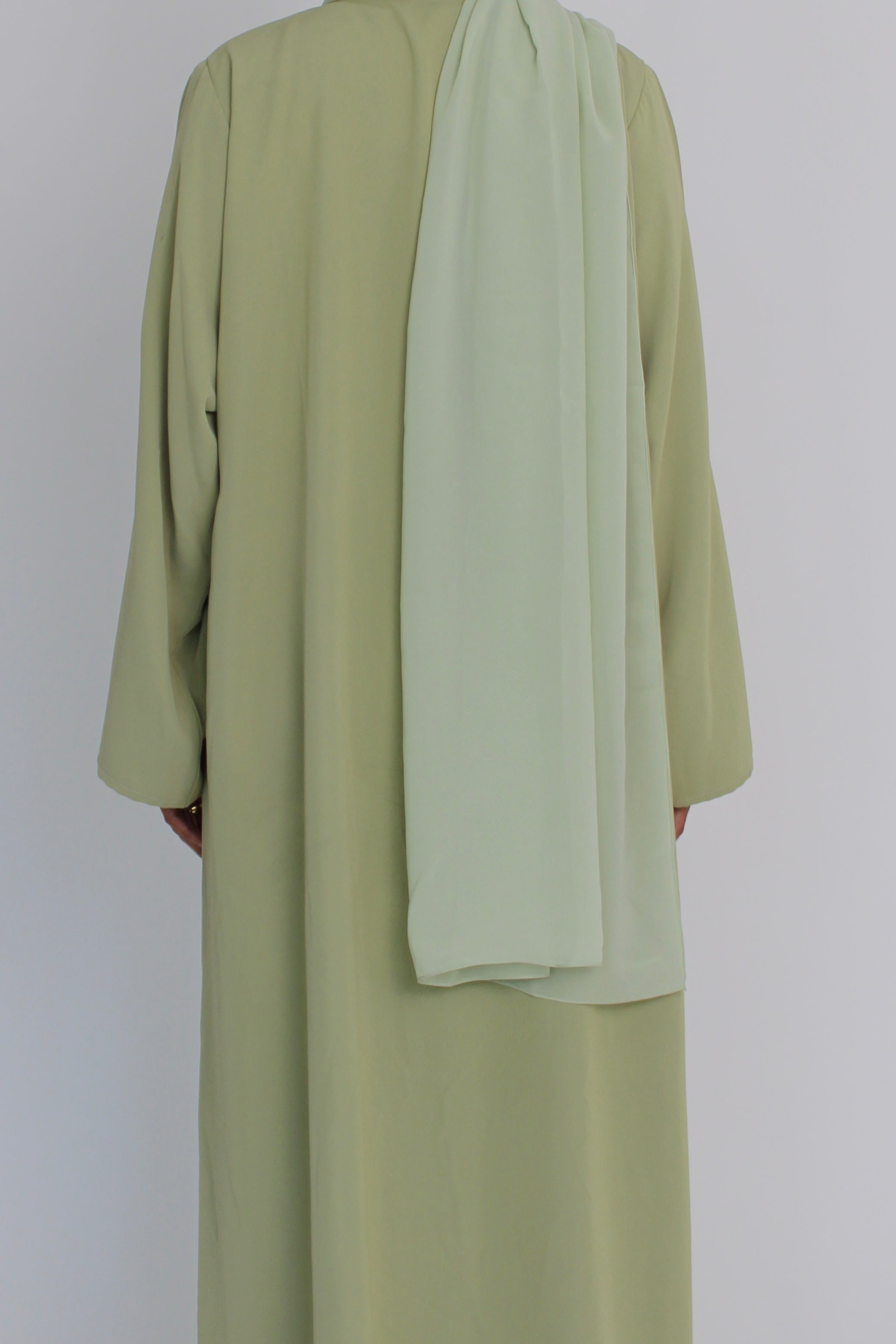 Lime Green Tie Abaya with Matching Sheila Scarf