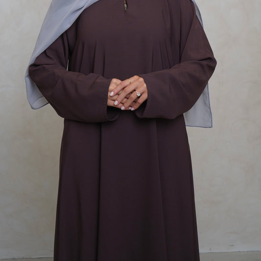 Classic A Line Abaya Choc Brown