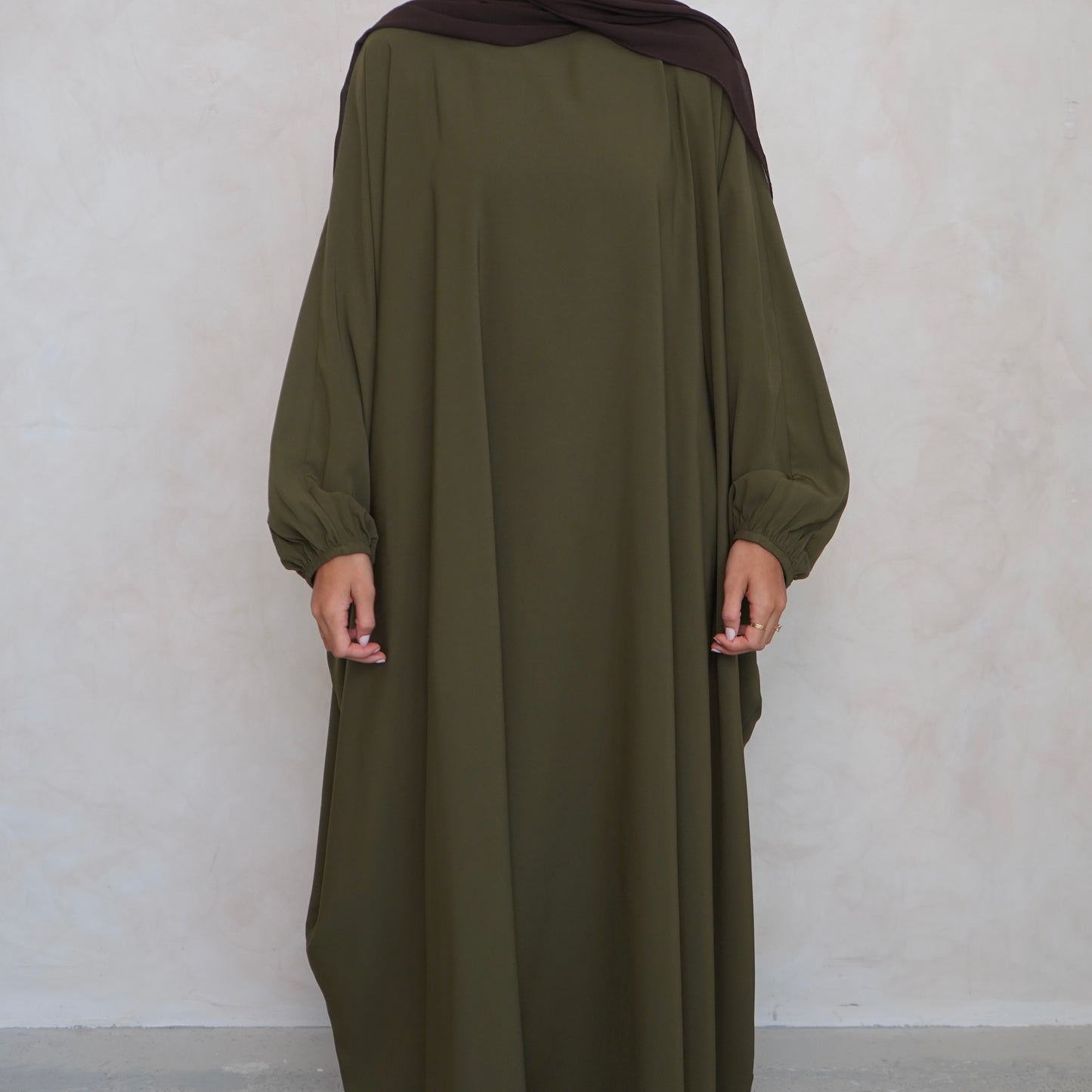 Cuffed Norah Batwing Jilbaya Olive Green