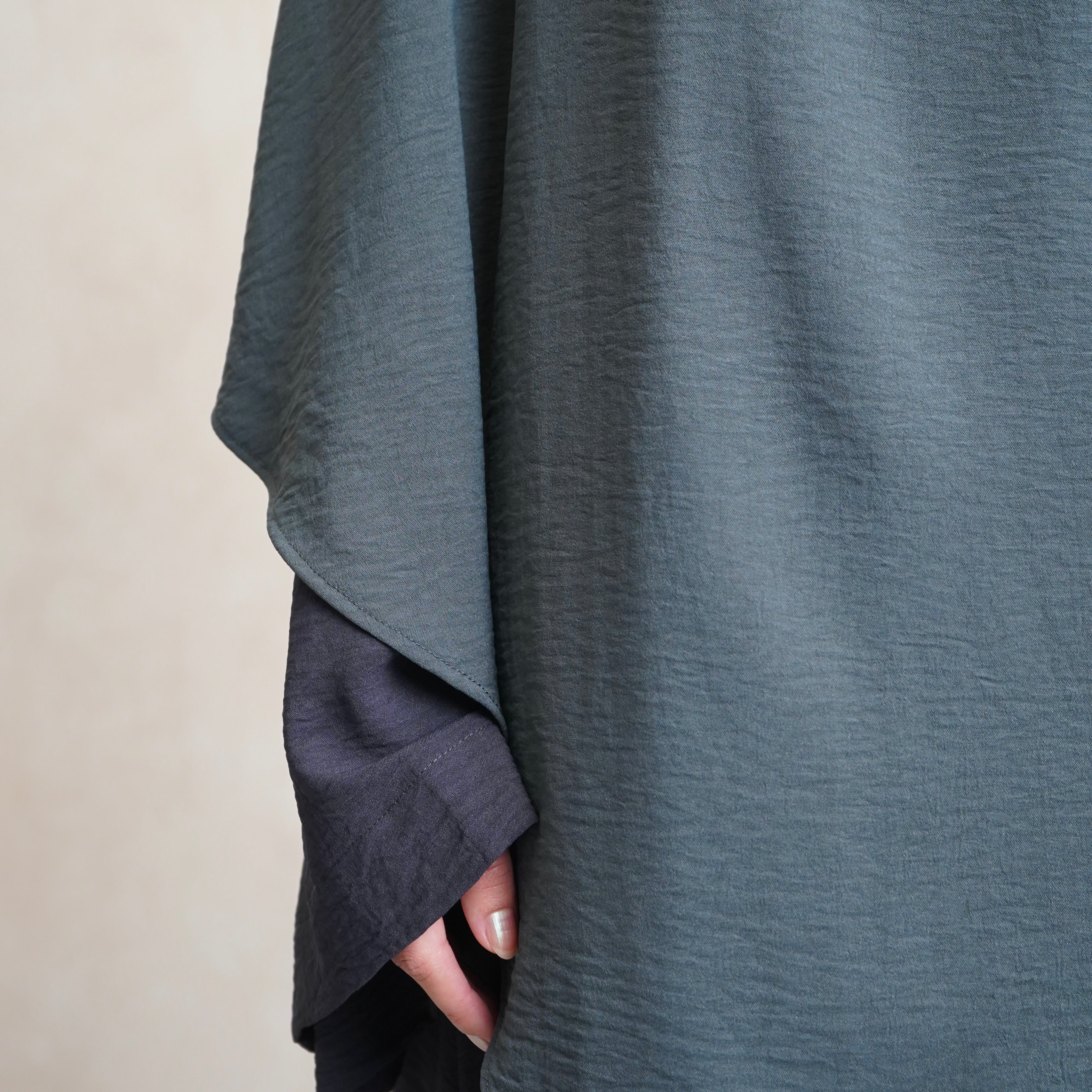 Extra Long Crepe Teal Khimar with Niqab Ties