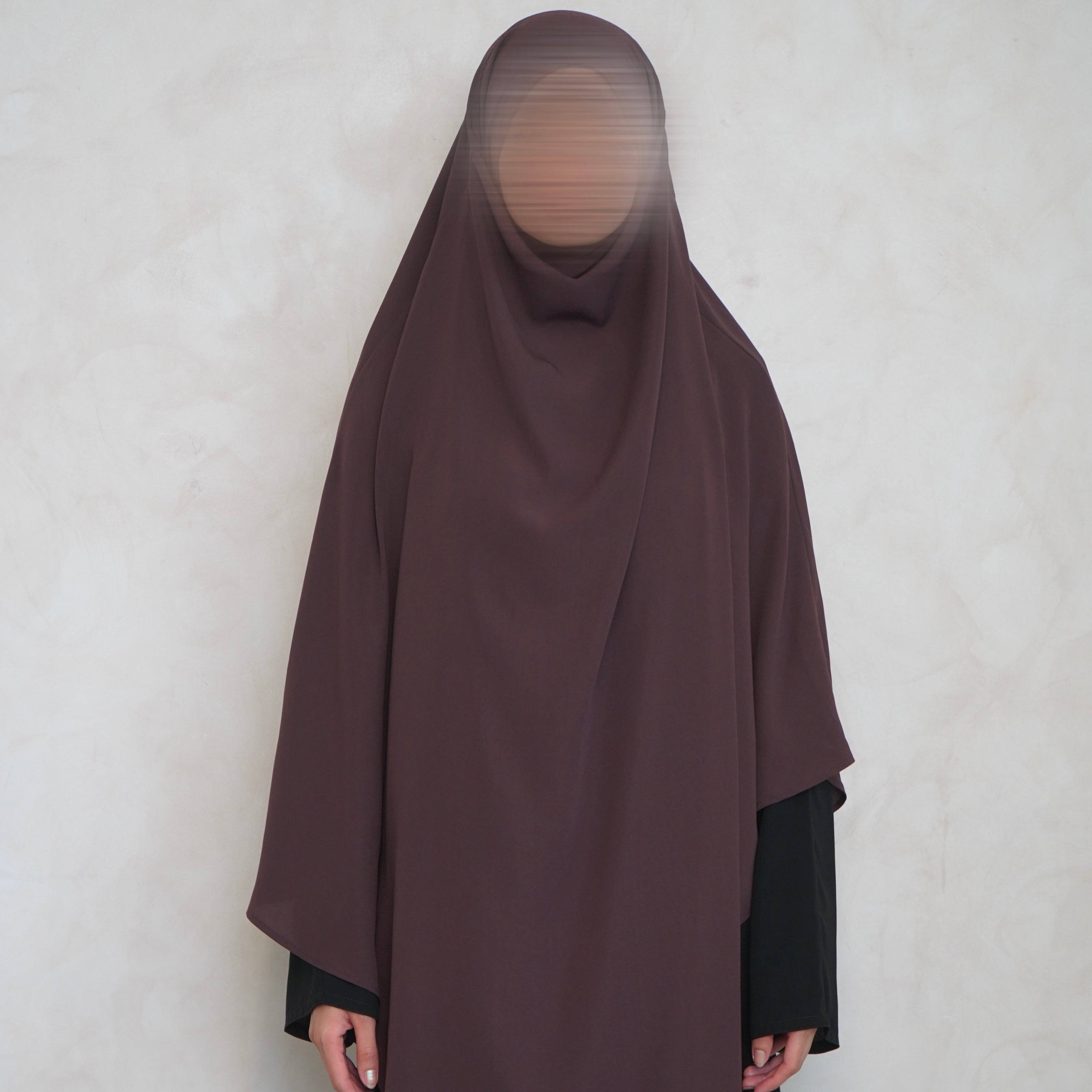 Extra Long Choc Brown Khimar with Niqab Ties