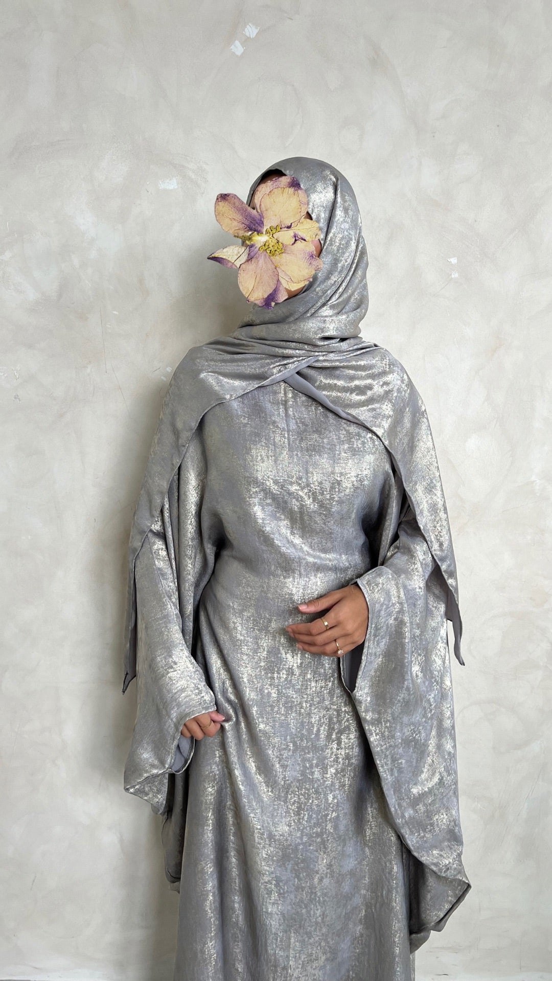 Silver Grey gown and scarf