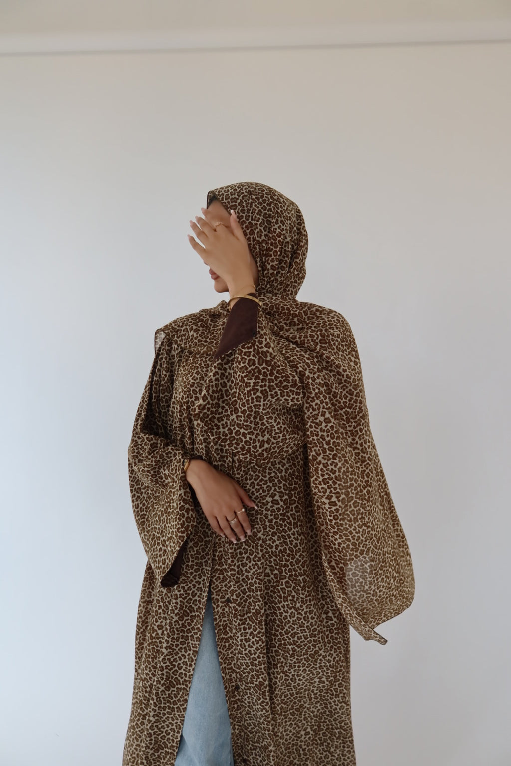 Leopard abaya with matching scarf