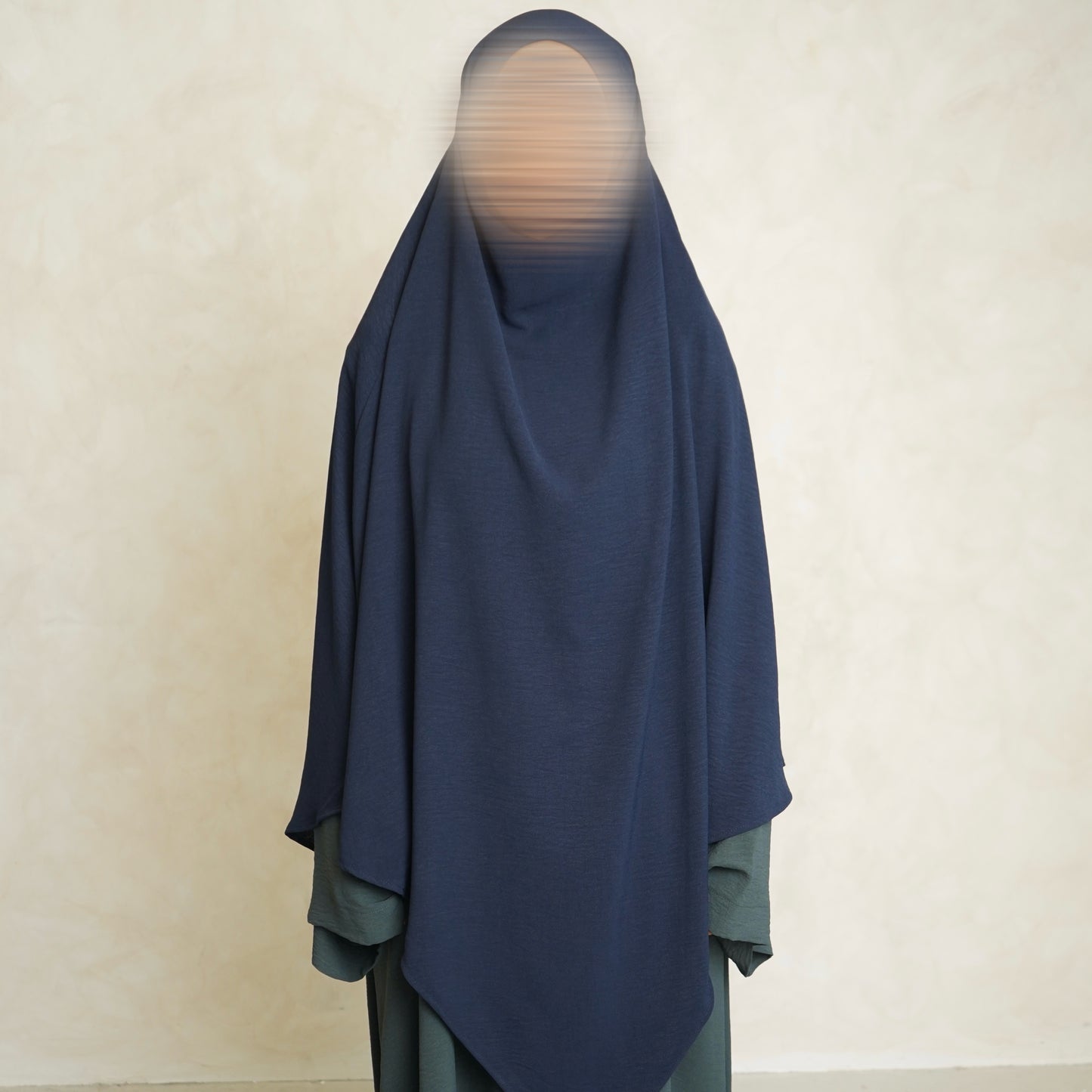 Navy Blue Crepe Khimar with Niqab Ties