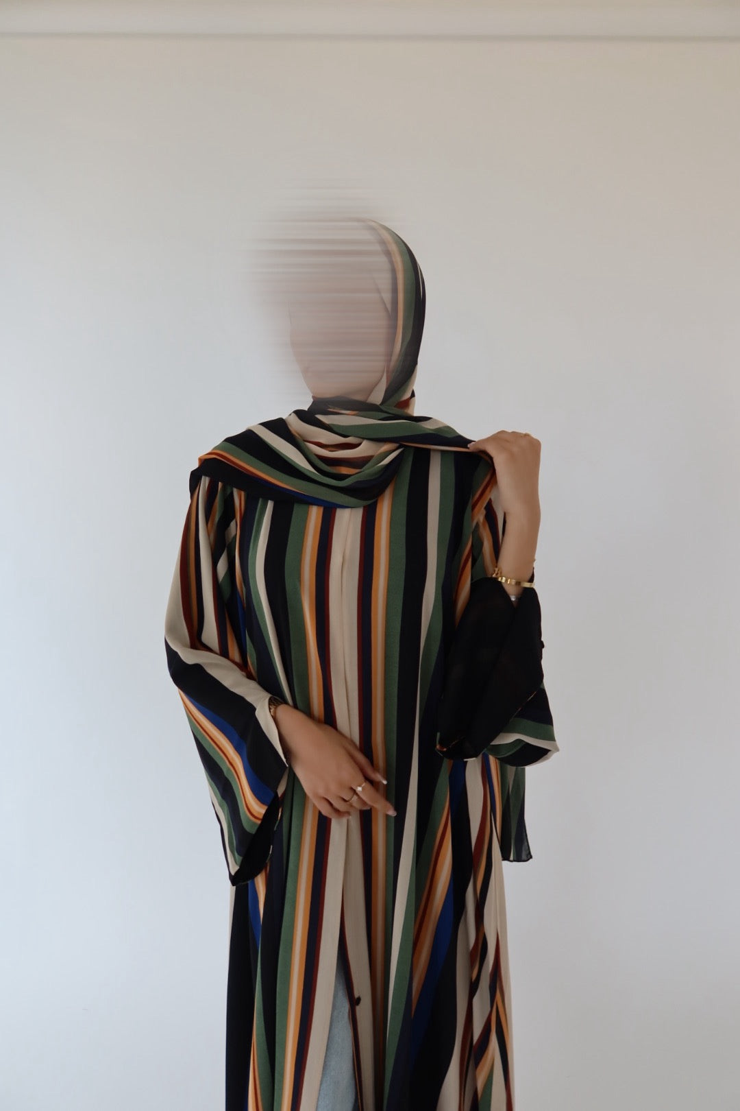 Forest Stripe print abaya with matching scarf