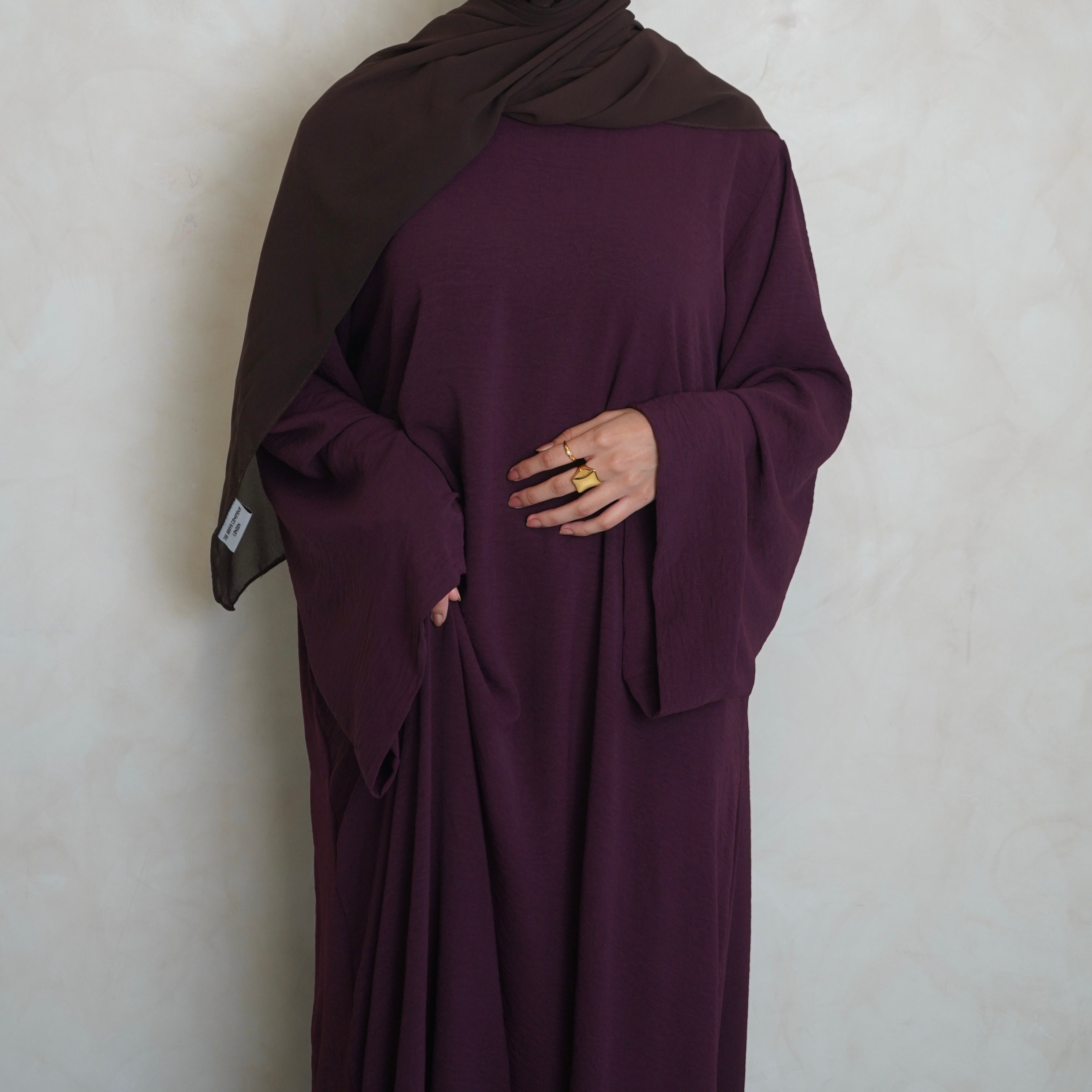 Crepe Mary Straight Abaya Burgundy