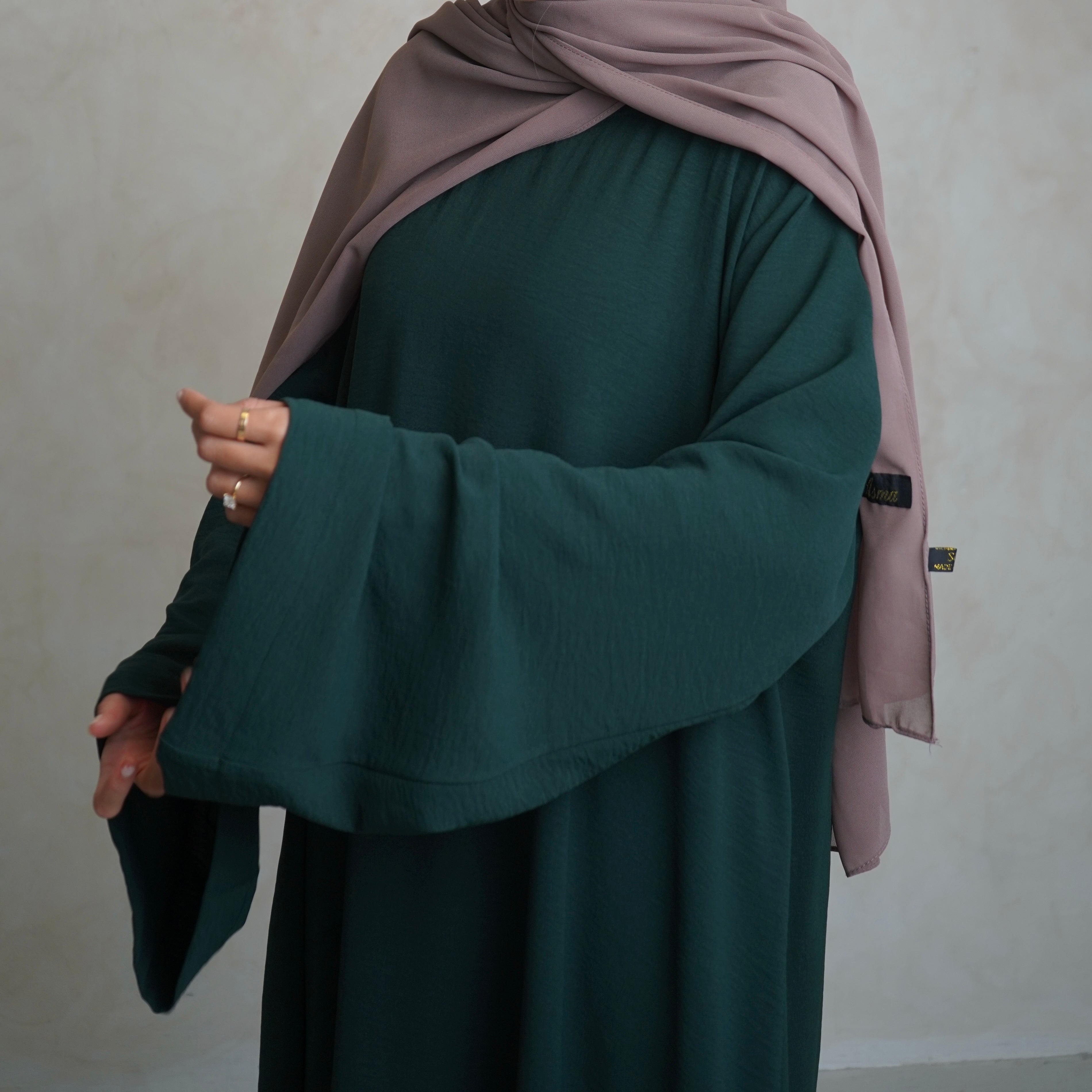 Crepe Mary Straight Abaya Bottle Green