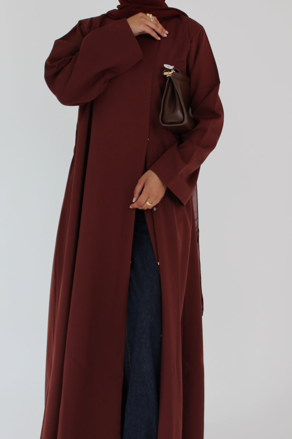 Cocoa Rose Draped Coat with Matching Sheila Hijab