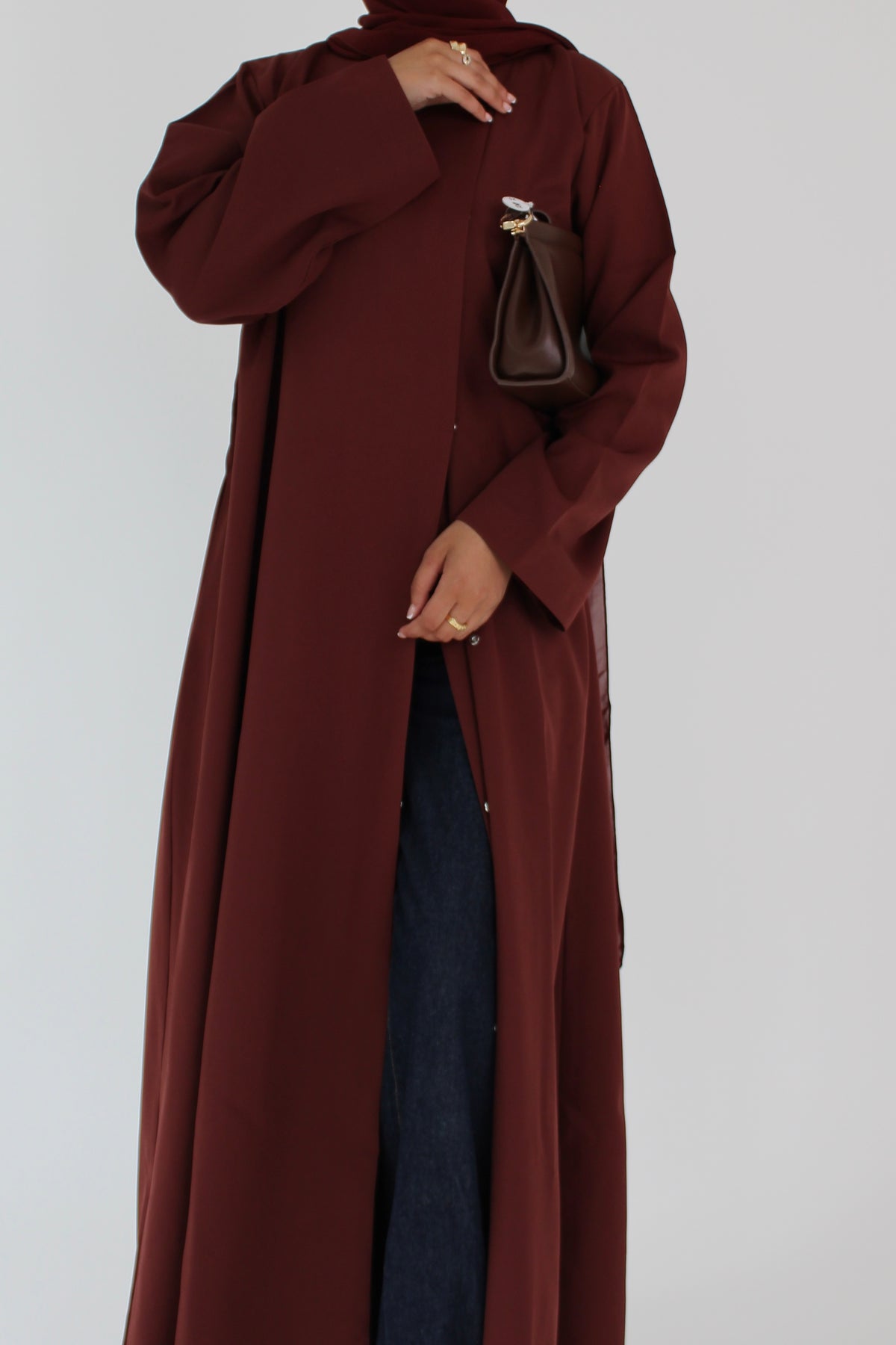 Cocoa Rose Draped Coat with Matching Sheila Hijab