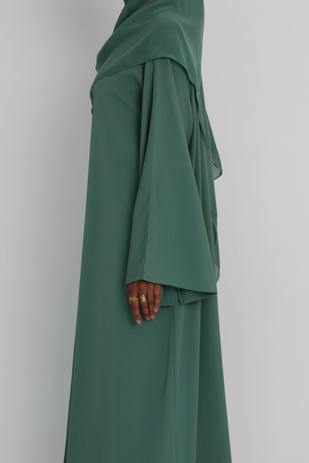 Sage Mist Bell Sleeve Abaya with hijab