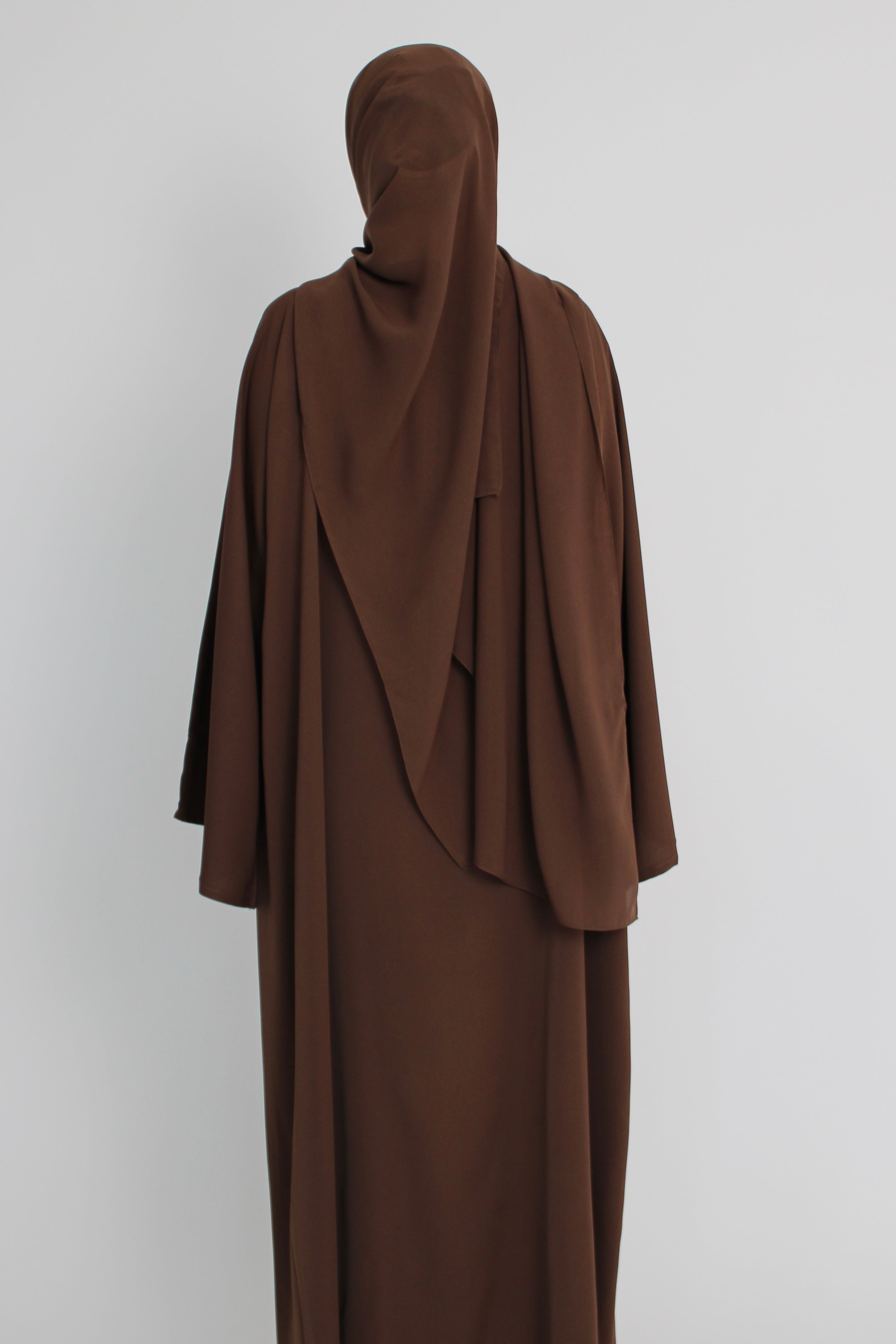 Brown Signature Bell Sleeve Abaya with hijab