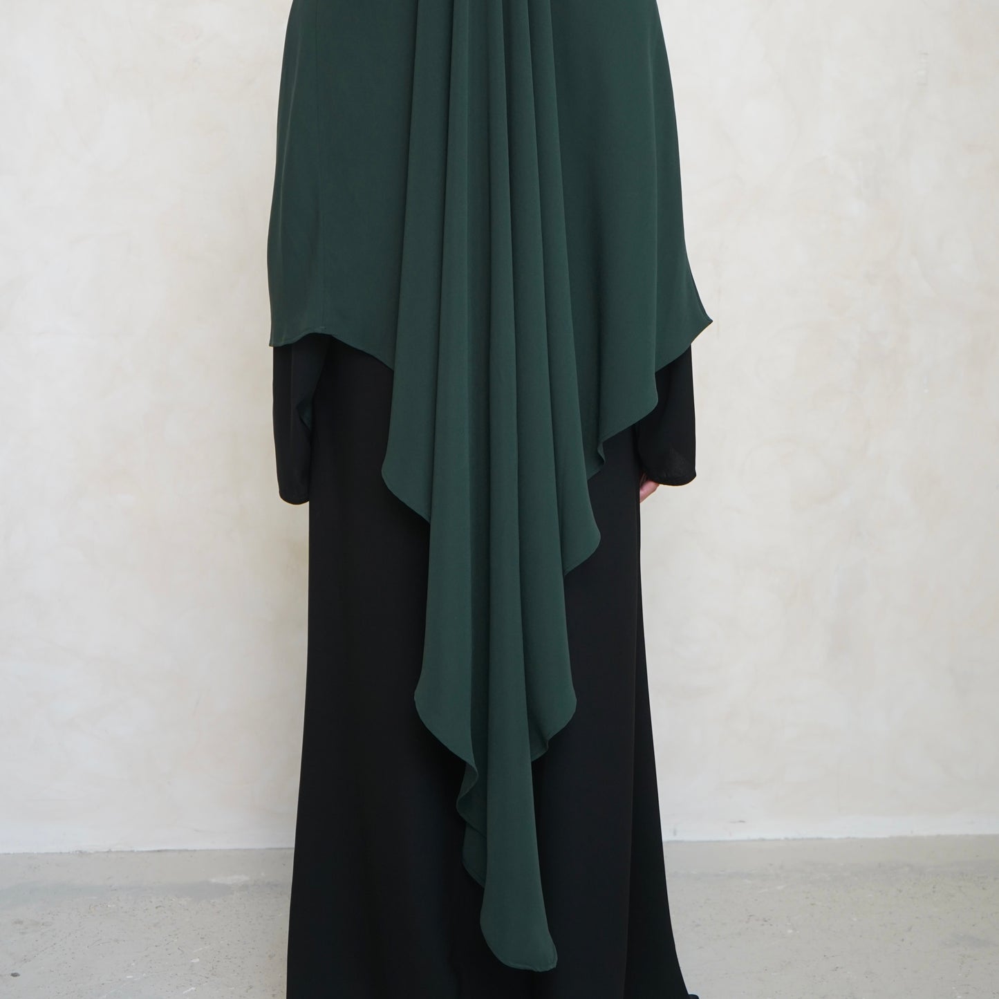 Extra Long Bottle Green Khimar with Niqab Ties