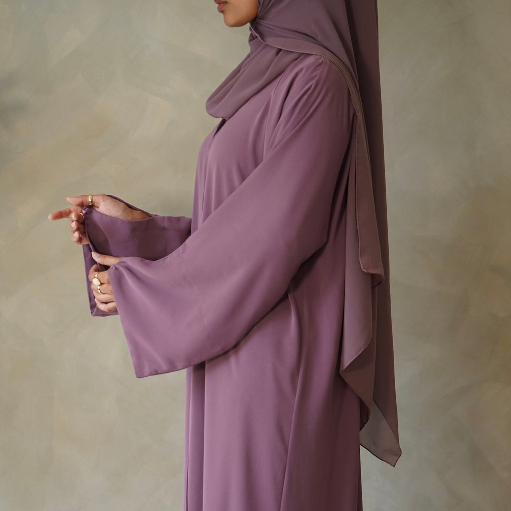 Dusty Plum Open Abaya with Sheila Hijab