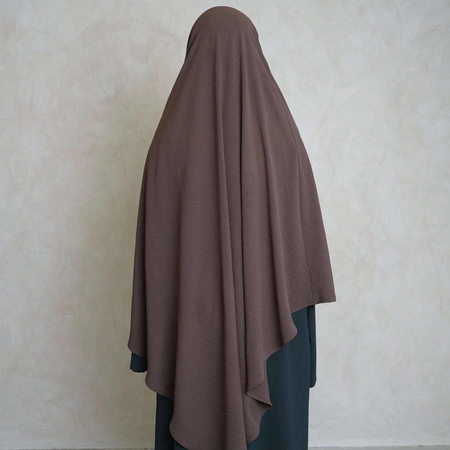 Brown Crepe Khimar with Niqab Ties