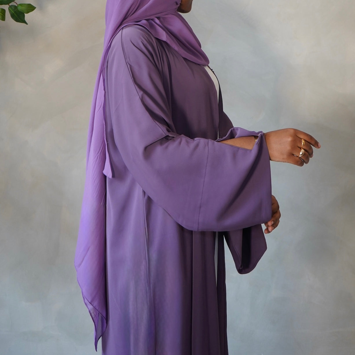 Deep Purple Open Abaya with Sheila Hijab