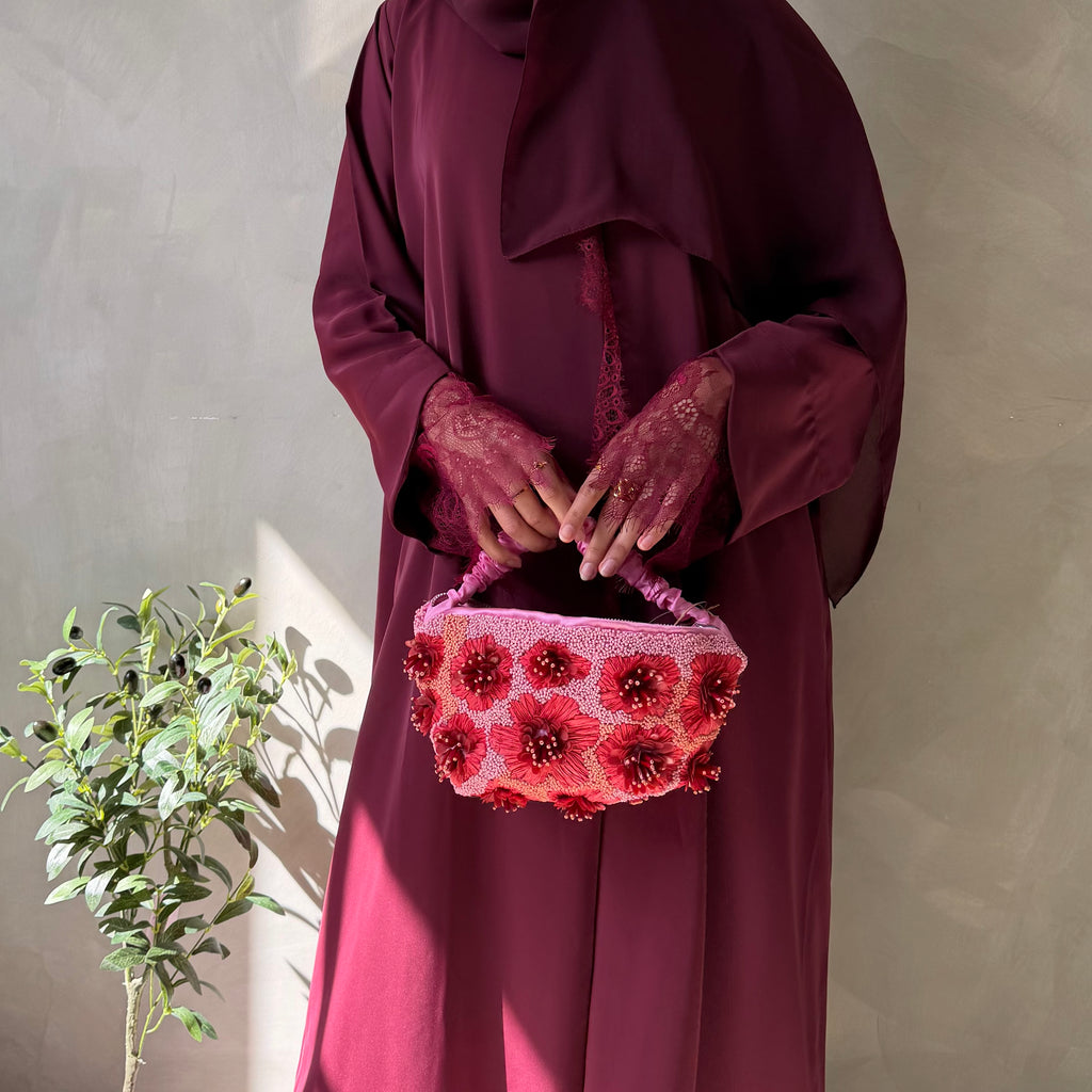 Wine laced abaya with sheila scarf