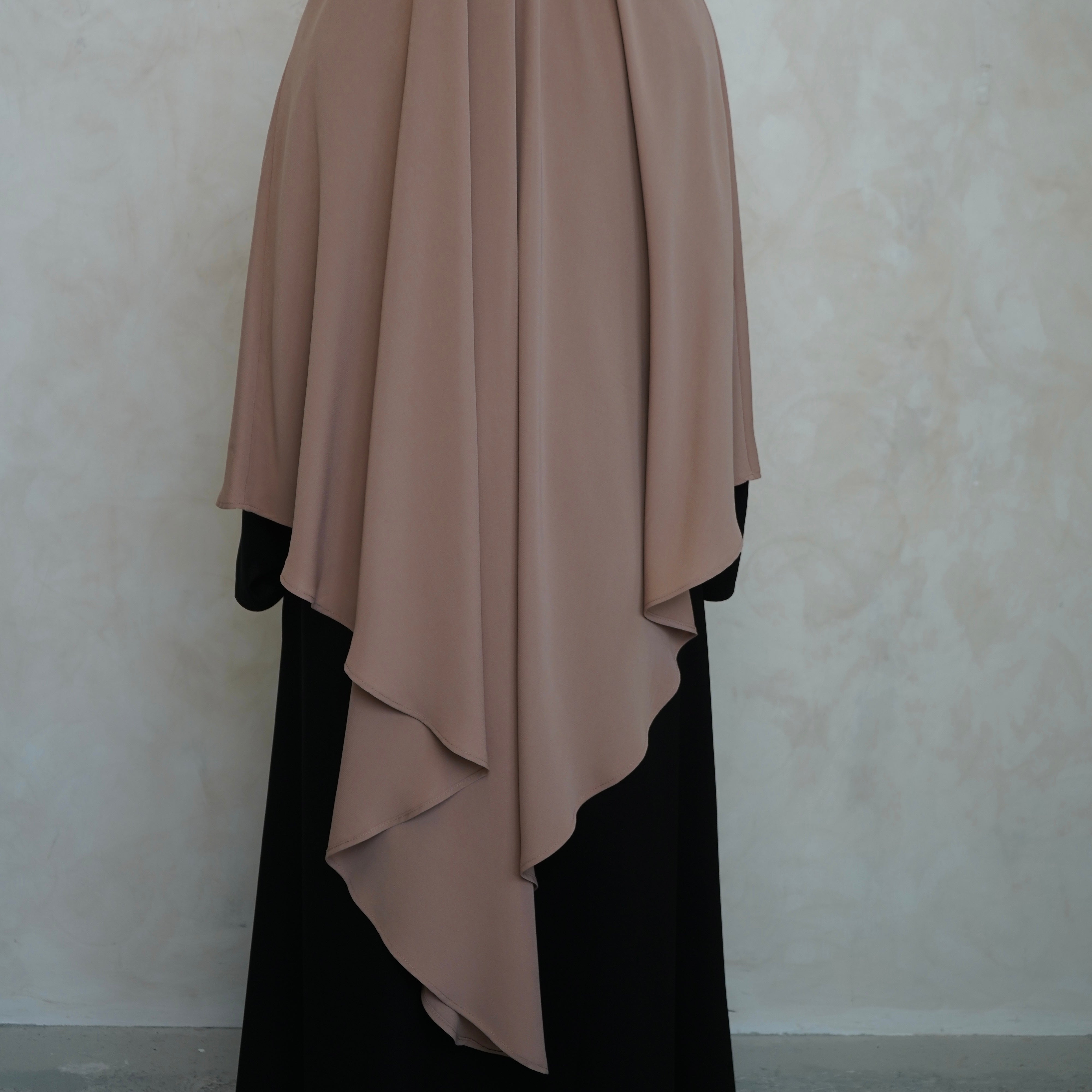 Extra Long Cream Khimar with Niqab Ties