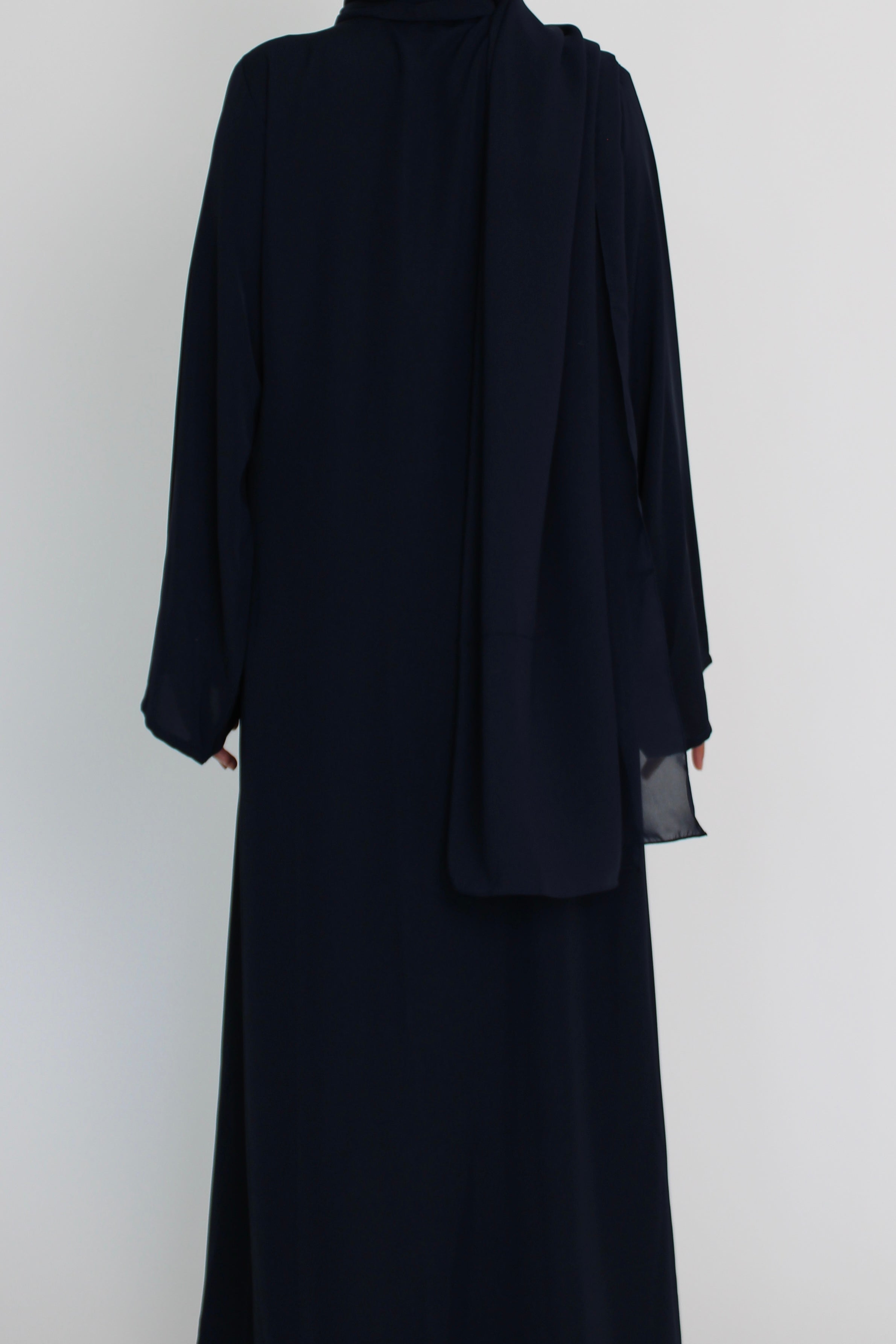 Midnight Blue Tie Abaya with Matching Sheila Scarf