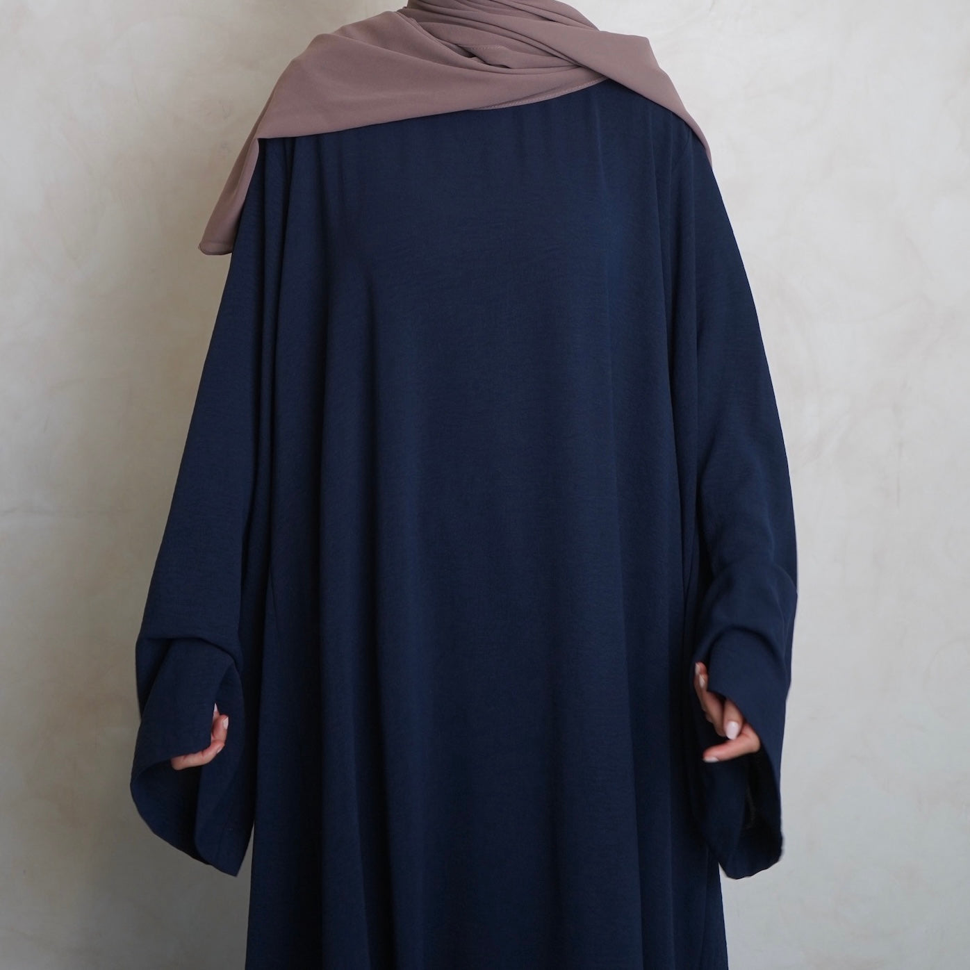 Crepe Mary Straight Abaya Navy Blue