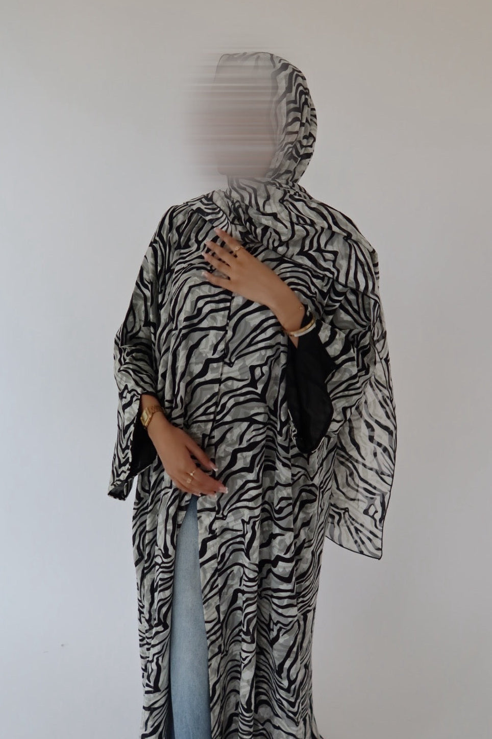 Zebra Print abaya with matching scarf