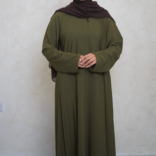 Classic A Line Abaya Olive Green