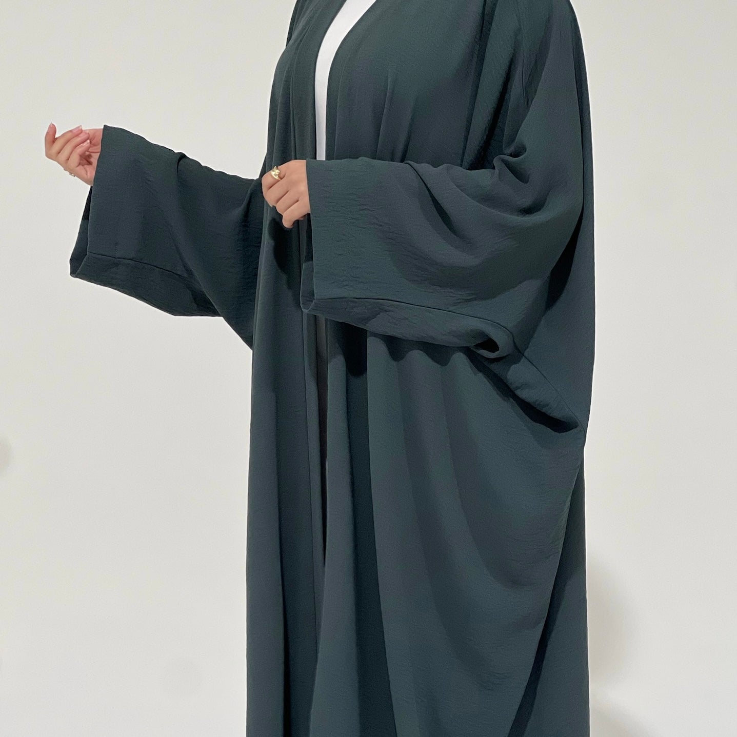 Crepe Flowy Cloak Abaya Teal