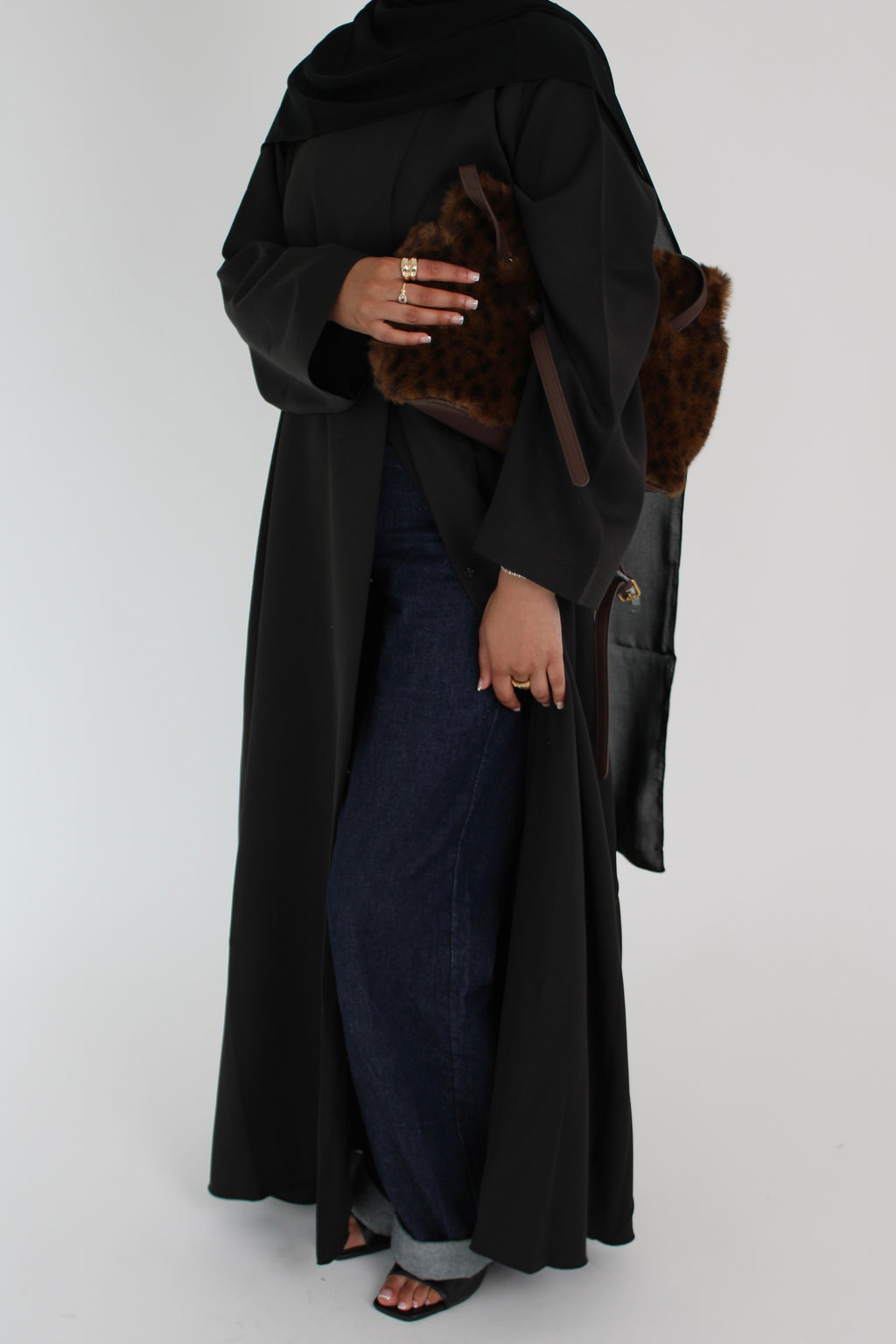 Black Draped Coat with Matching Sheila Hijab