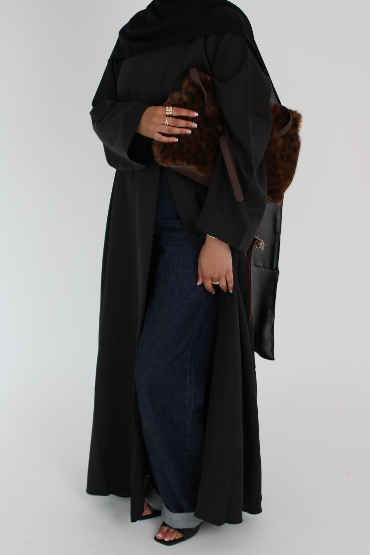 Black Draped Coat with Matching Sheila Hijab