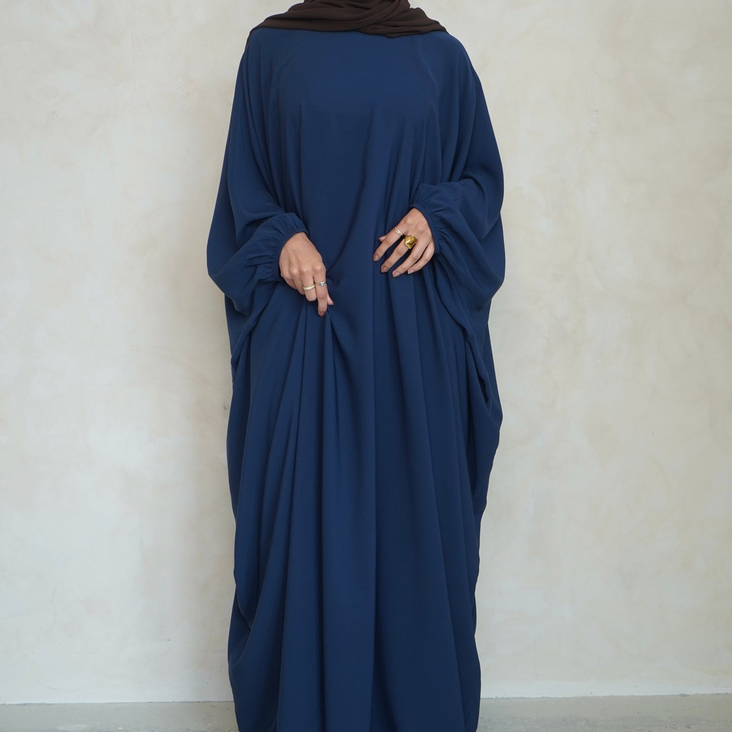 Cuffed Norah Batwing Jilbaya Navy Blue