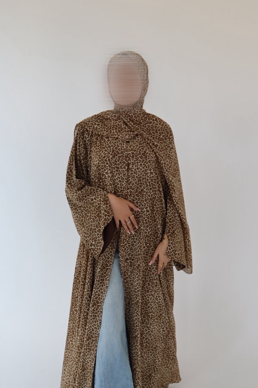 Leopard abaya with matching scarf