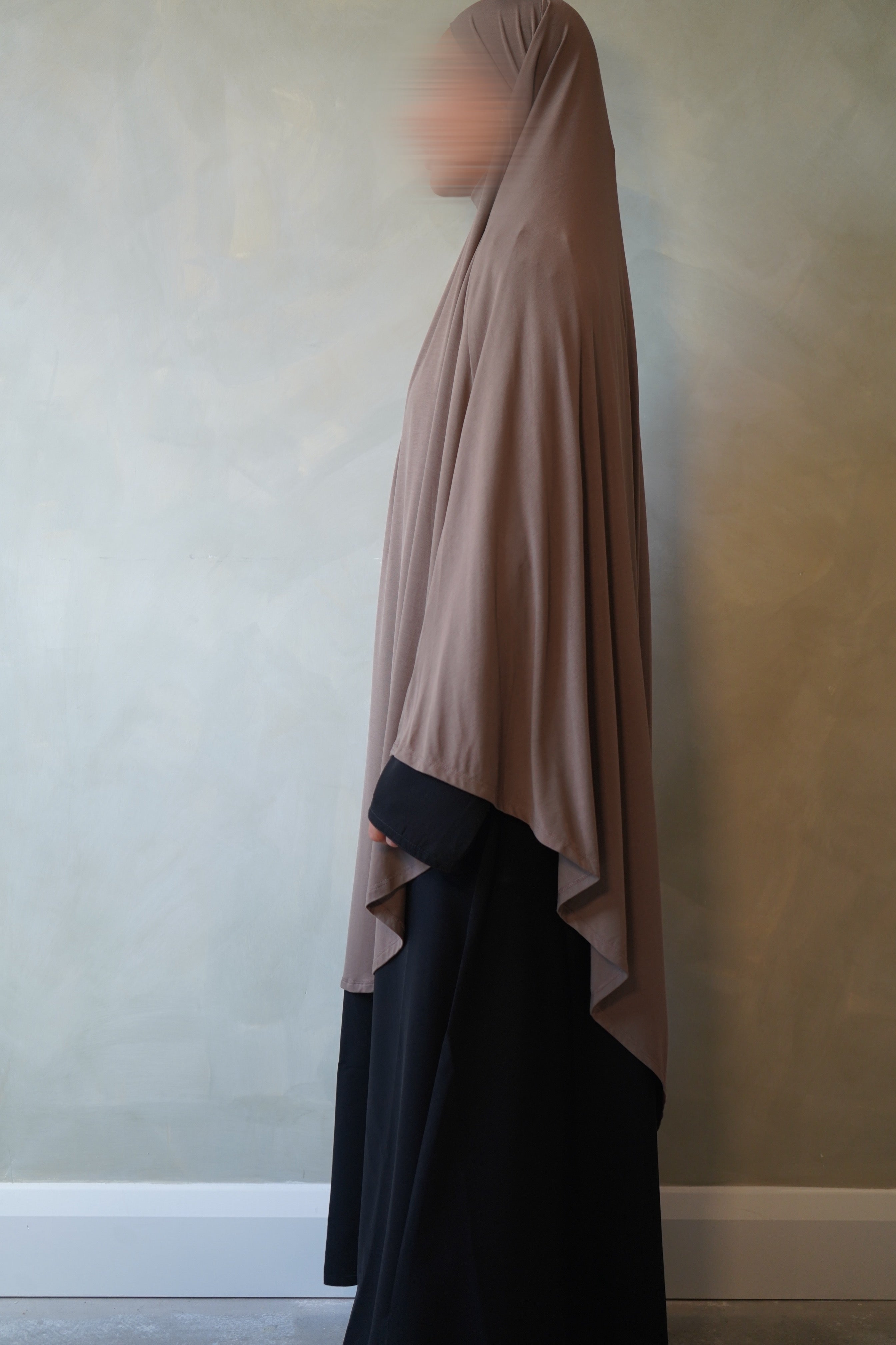 Small Taupe Brown Jersey Khimar